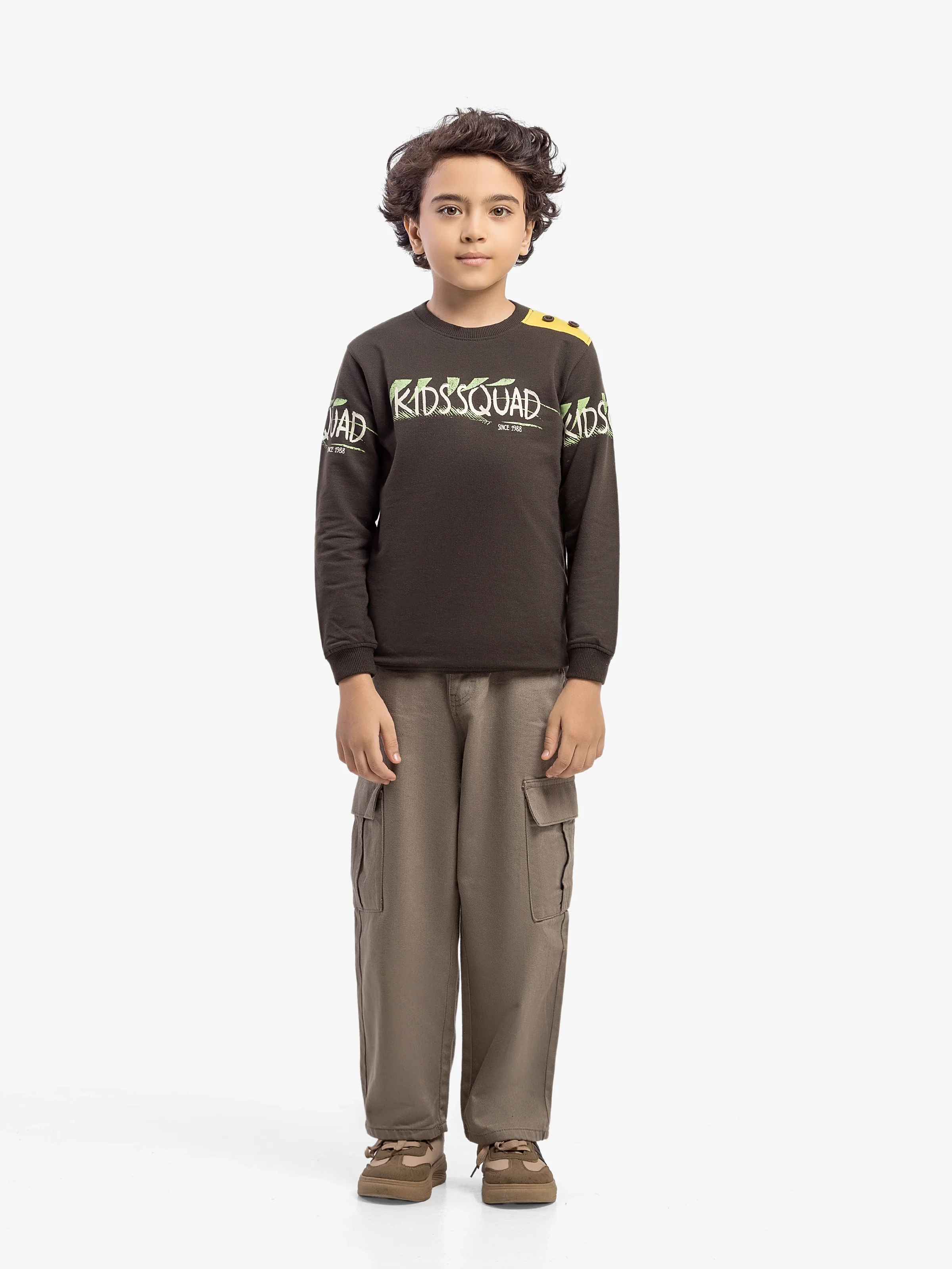 Boy's Dark Olive Sweatshirt - EBTSS5-014 - Image 3