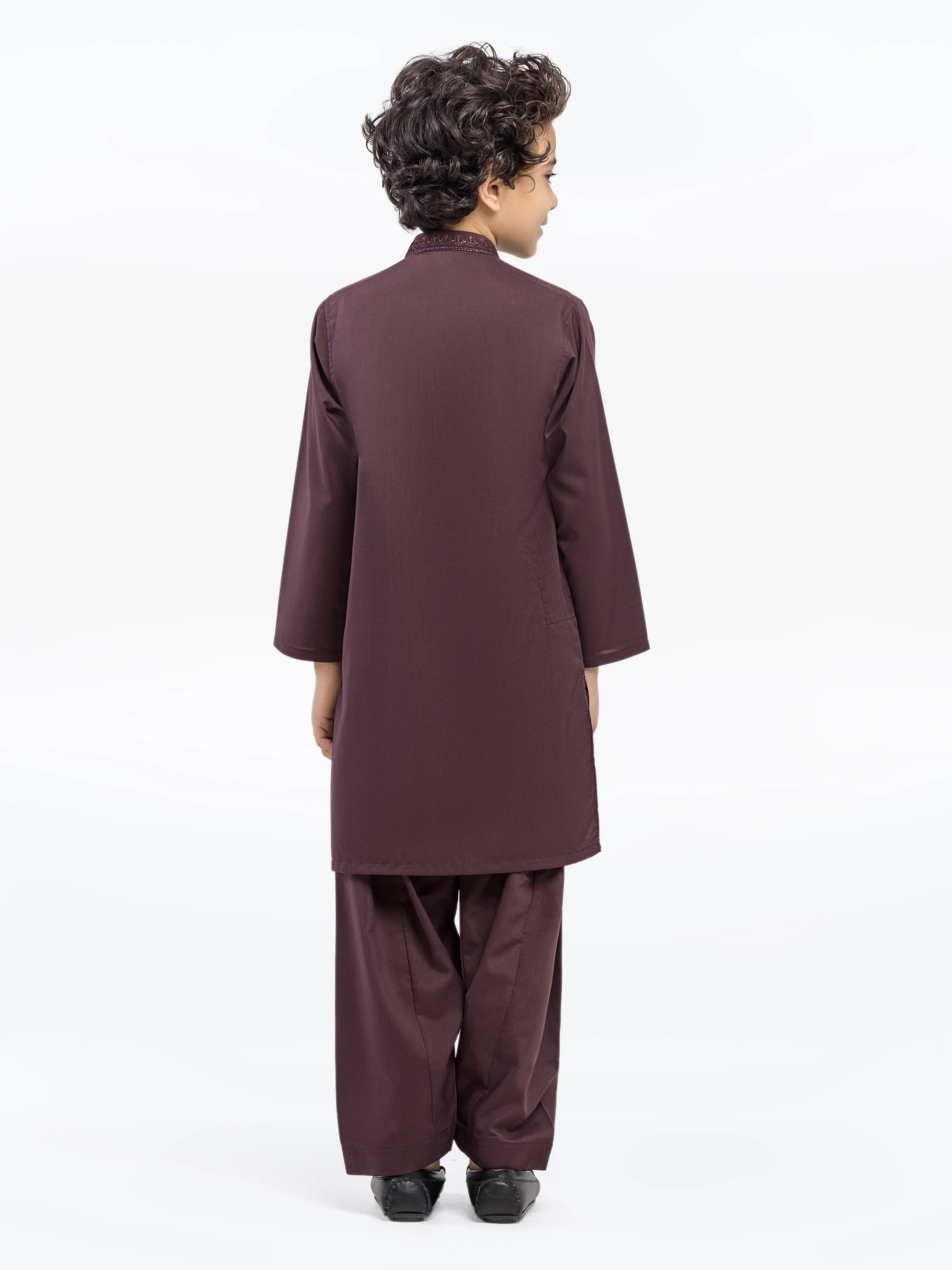 Boy's Dark Plum Kurta Shalwar - EBTKS5-4035 - Image 5