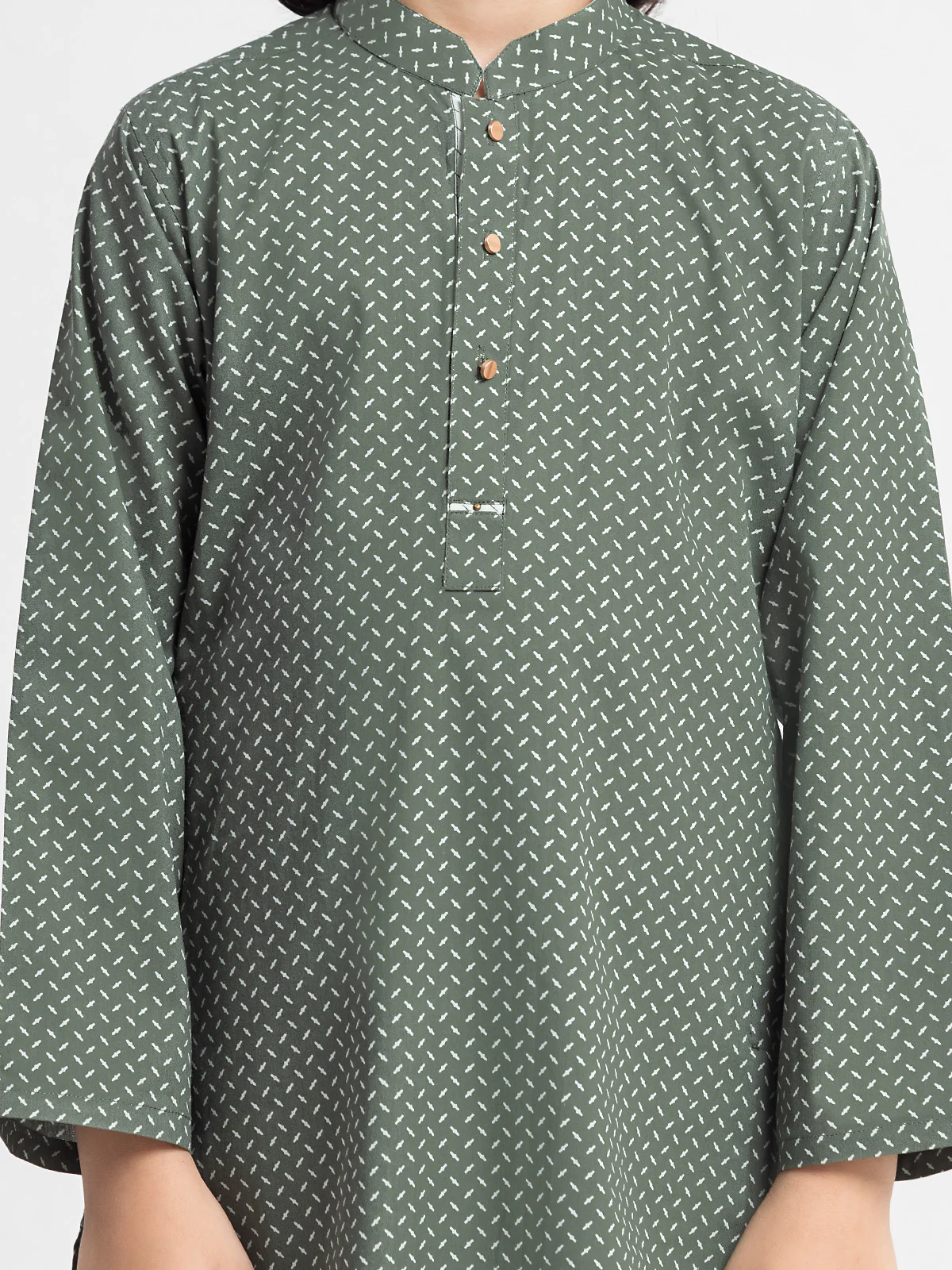 Boy's Dark Sage Kurta - EBTK24-3980 - Image 3