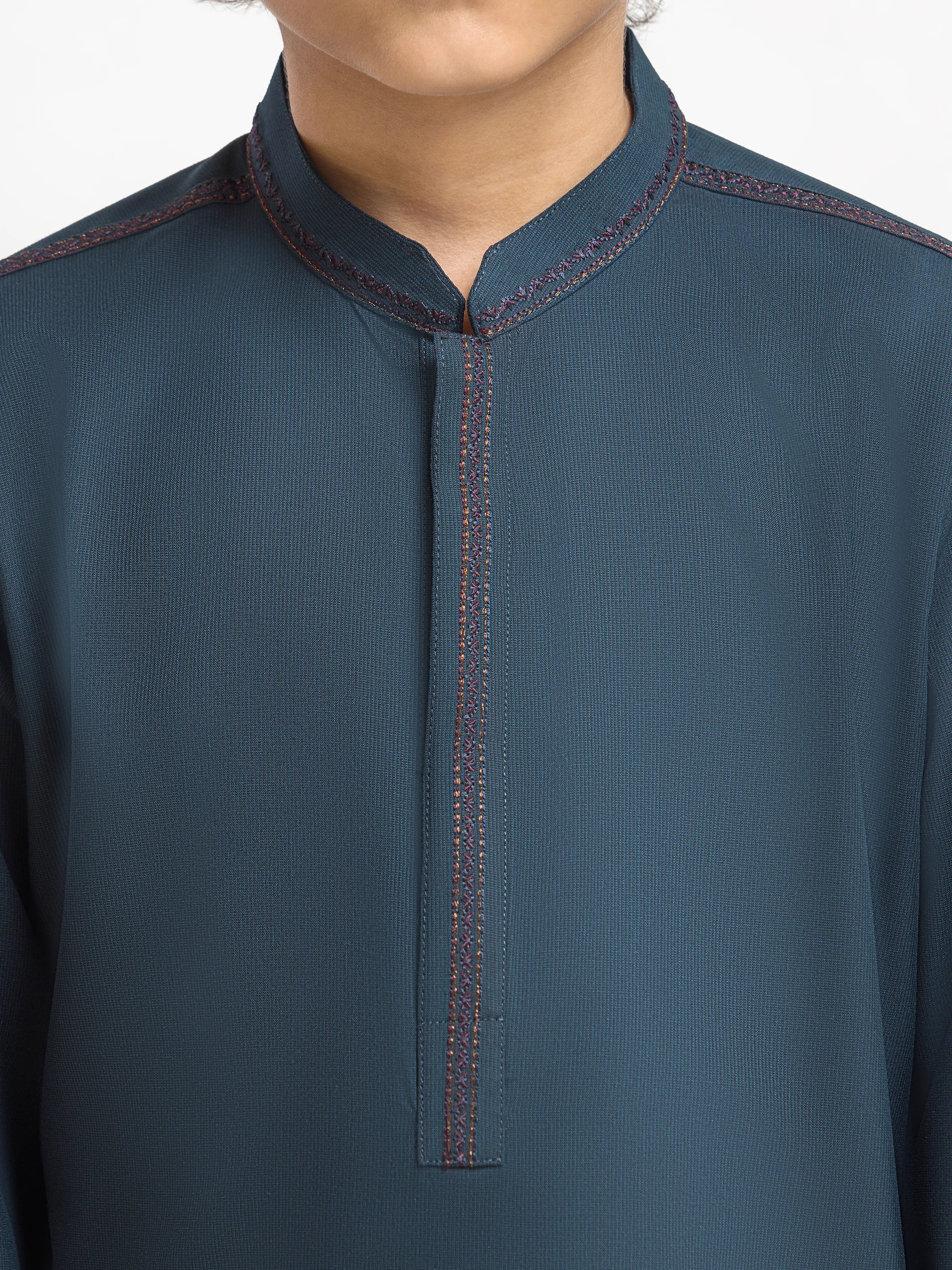 Boy's Dark Teal Kurta Shalwar - EBTKS6-4087 - Image 3