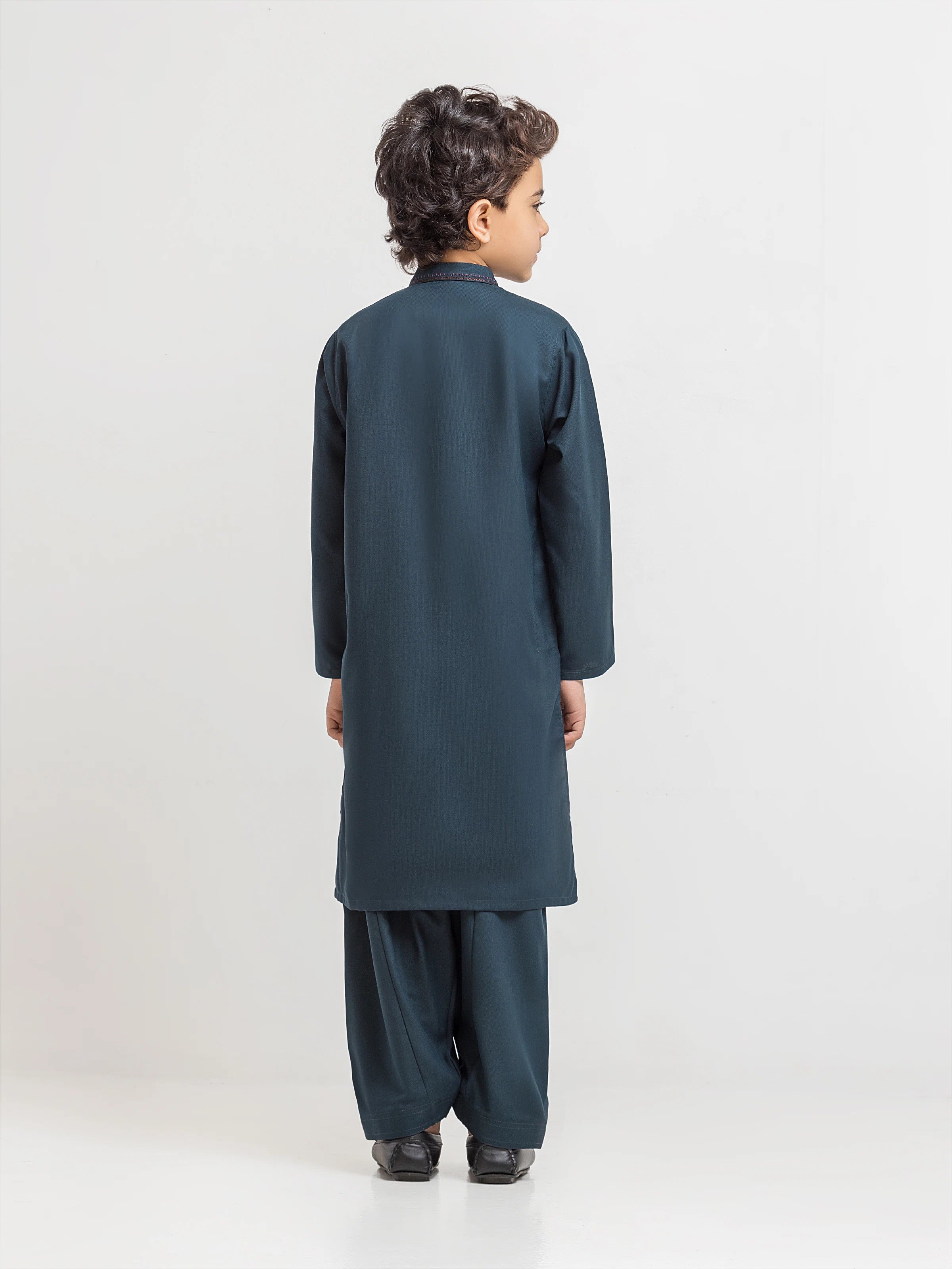 Boy's Dark Teal Kurta Shalwar - EBTKS6-4087 - Image 5