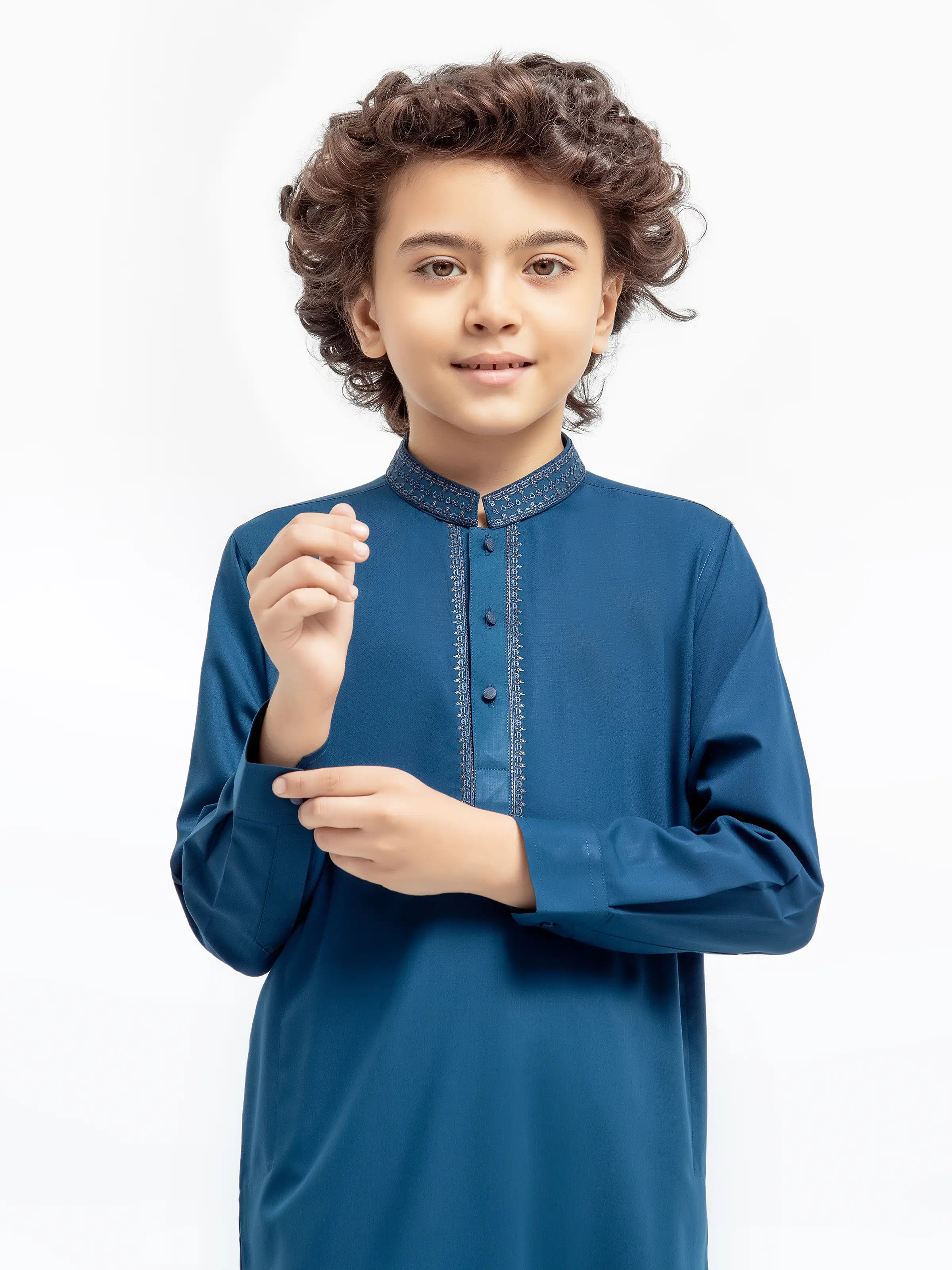 Boy's Dark Turquoise Kurta Shalwar - EBTKS24-3986 - Image 2