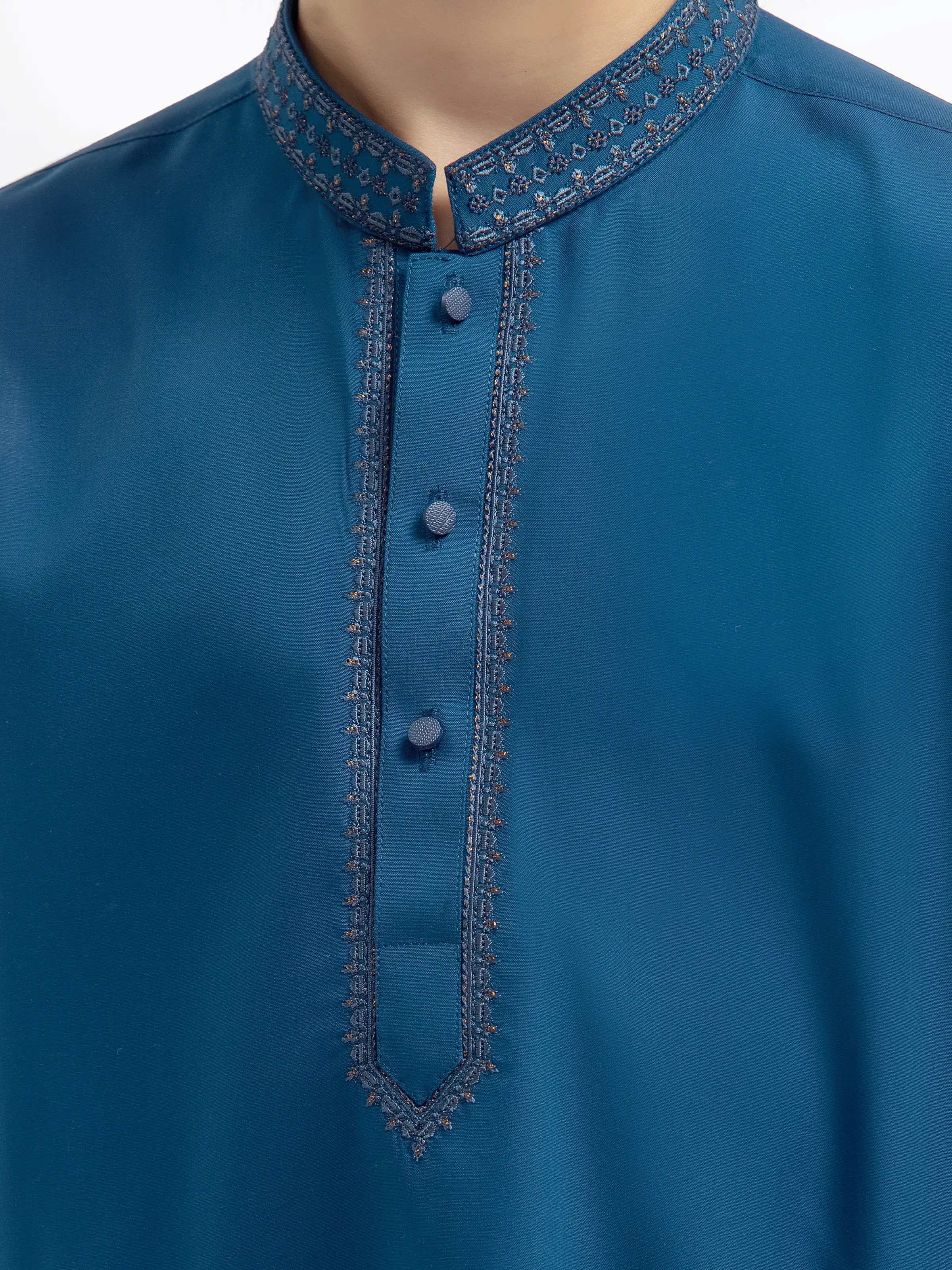 Boy's Dark Turquoise Kurta Shalwar - EBTKS24-3986 - Image 3