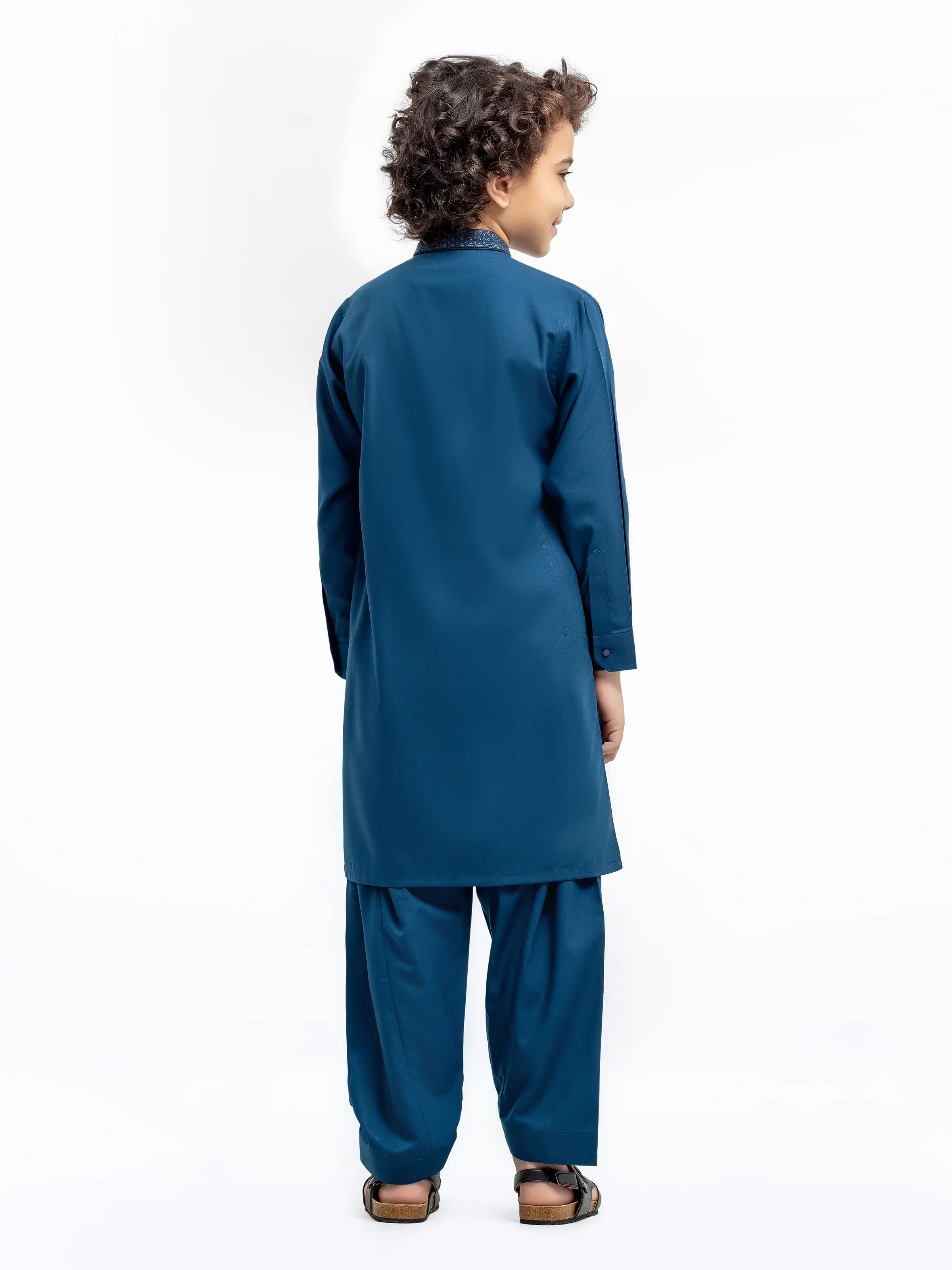Boy's Dark Turquoise Kurta Shalwar - EBTKS24-3986 - Image 5