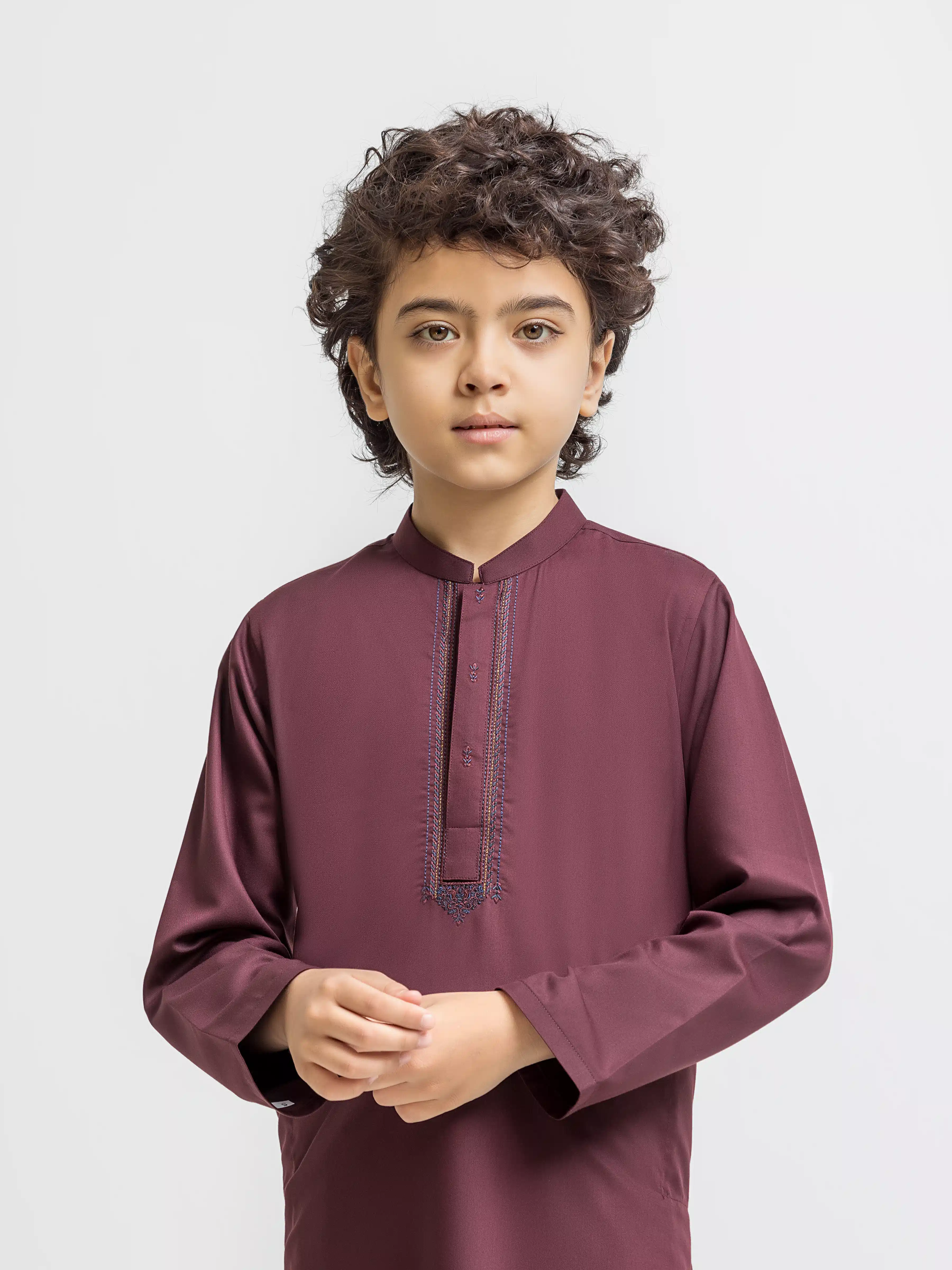 Boy's Deep Maroon Kurta Shalwar - EBTKS5-4062 - Image 2
