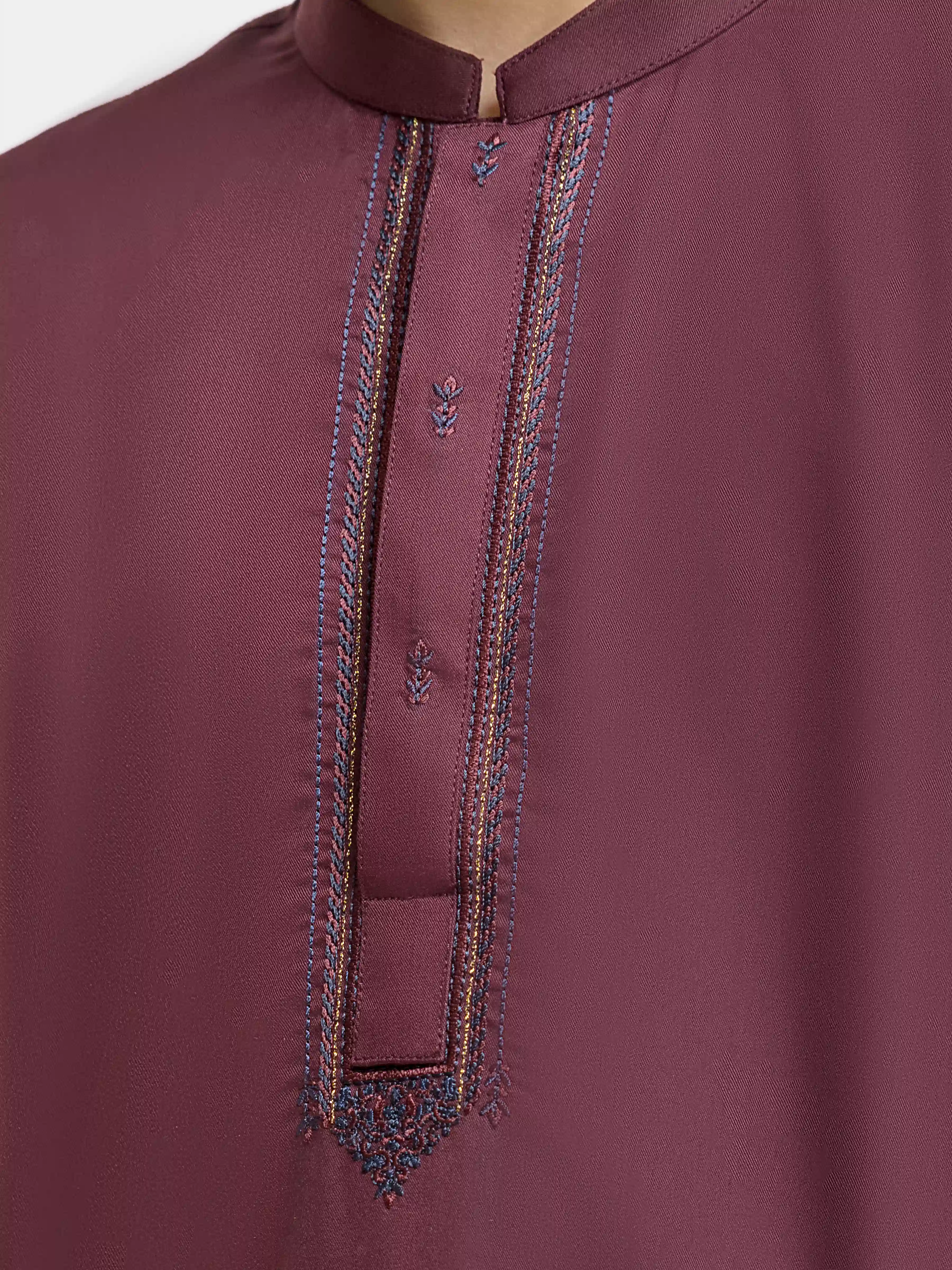 Boy's Deep Maroon Kurta Shalwar - EBTKS5-4062 - Image 3