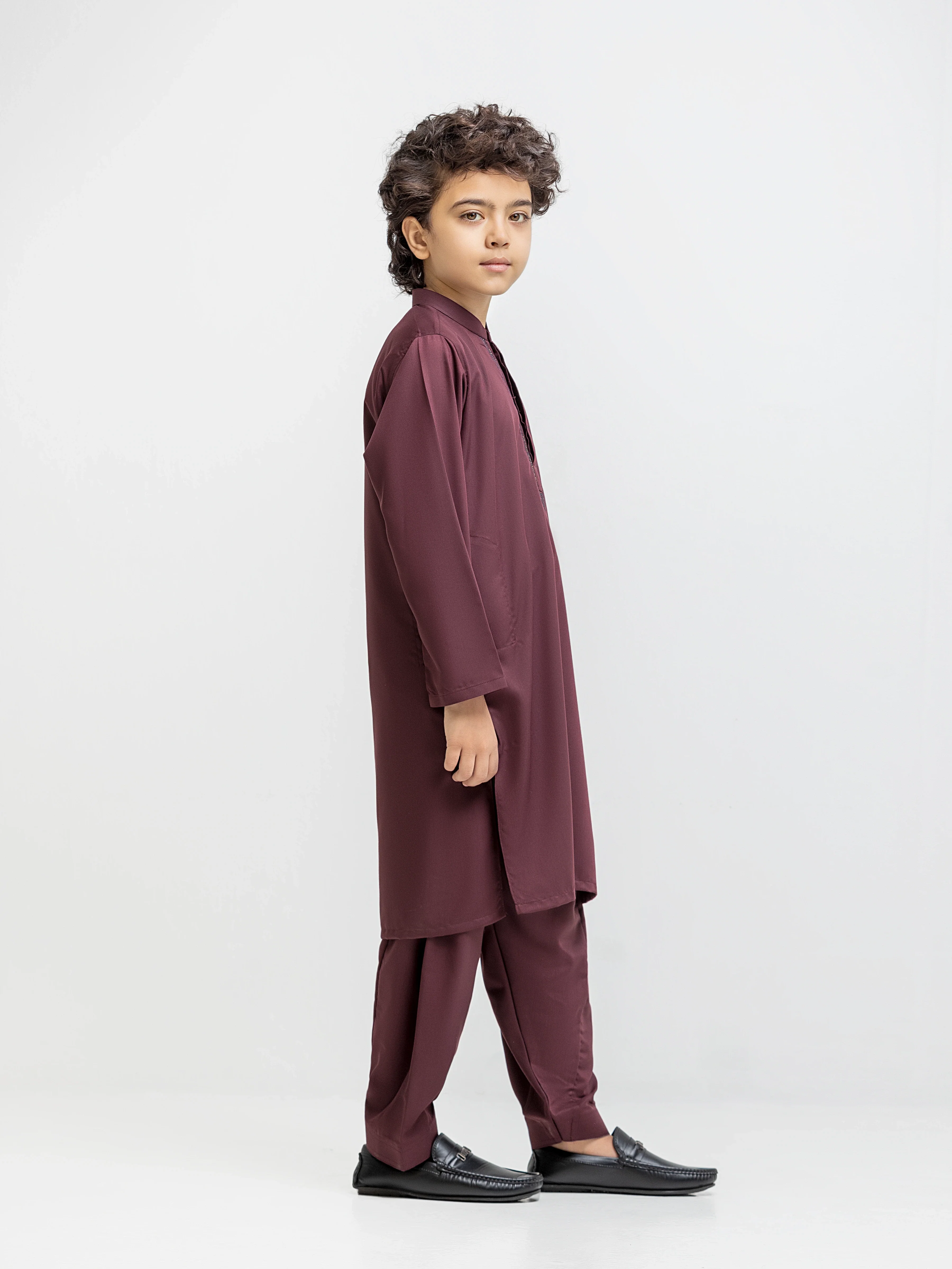 Boy's Deep Maroon Kurta Shalwar - EBTKS5-4062 - Image 4