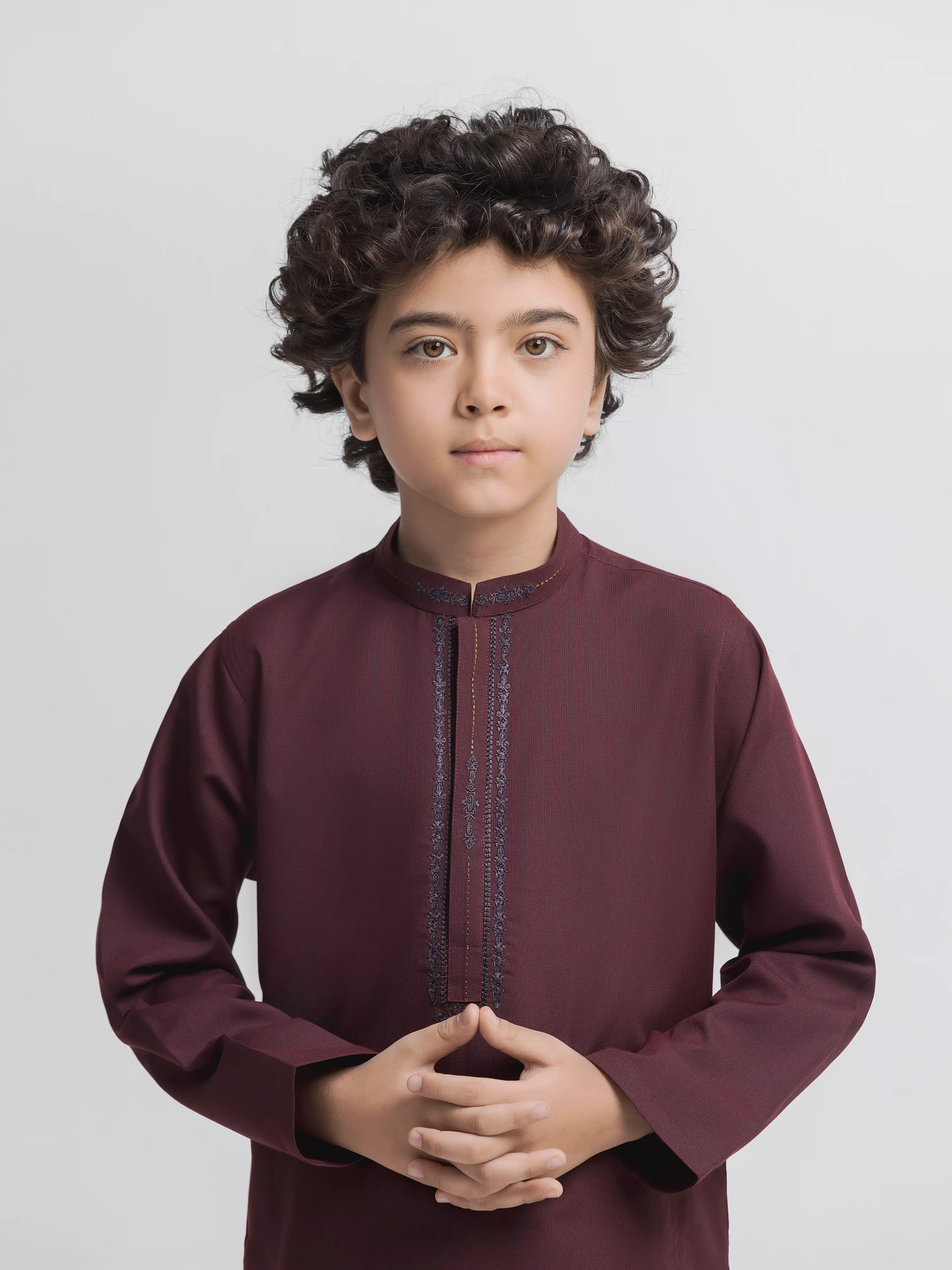 Boy's Deep Maroon Kurta Shalwar - EBTKS6-4098 - Image 2