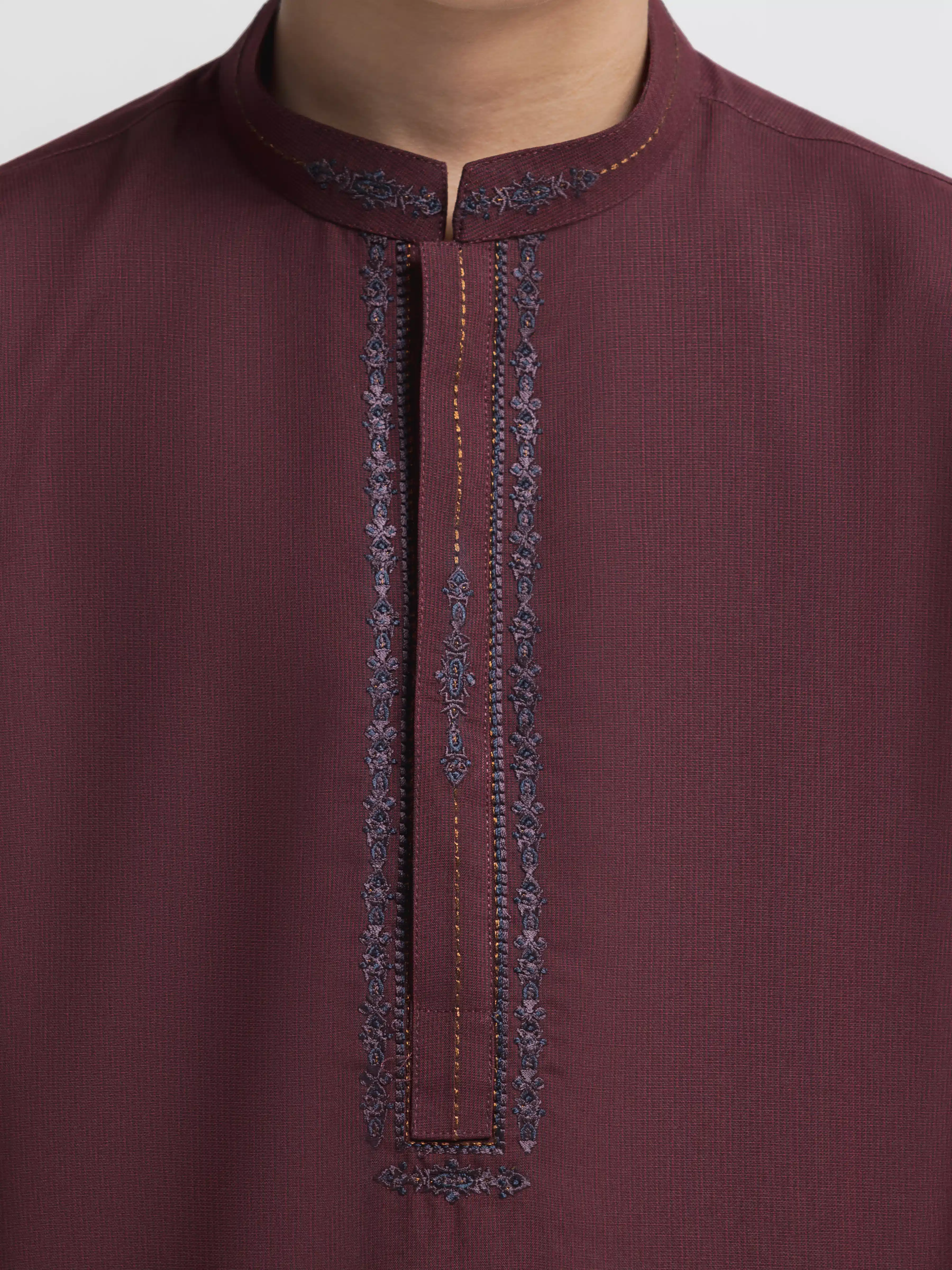 Boy's Deep Maroon Kurta Shalwar - EBTKS6-4098 - Image 3