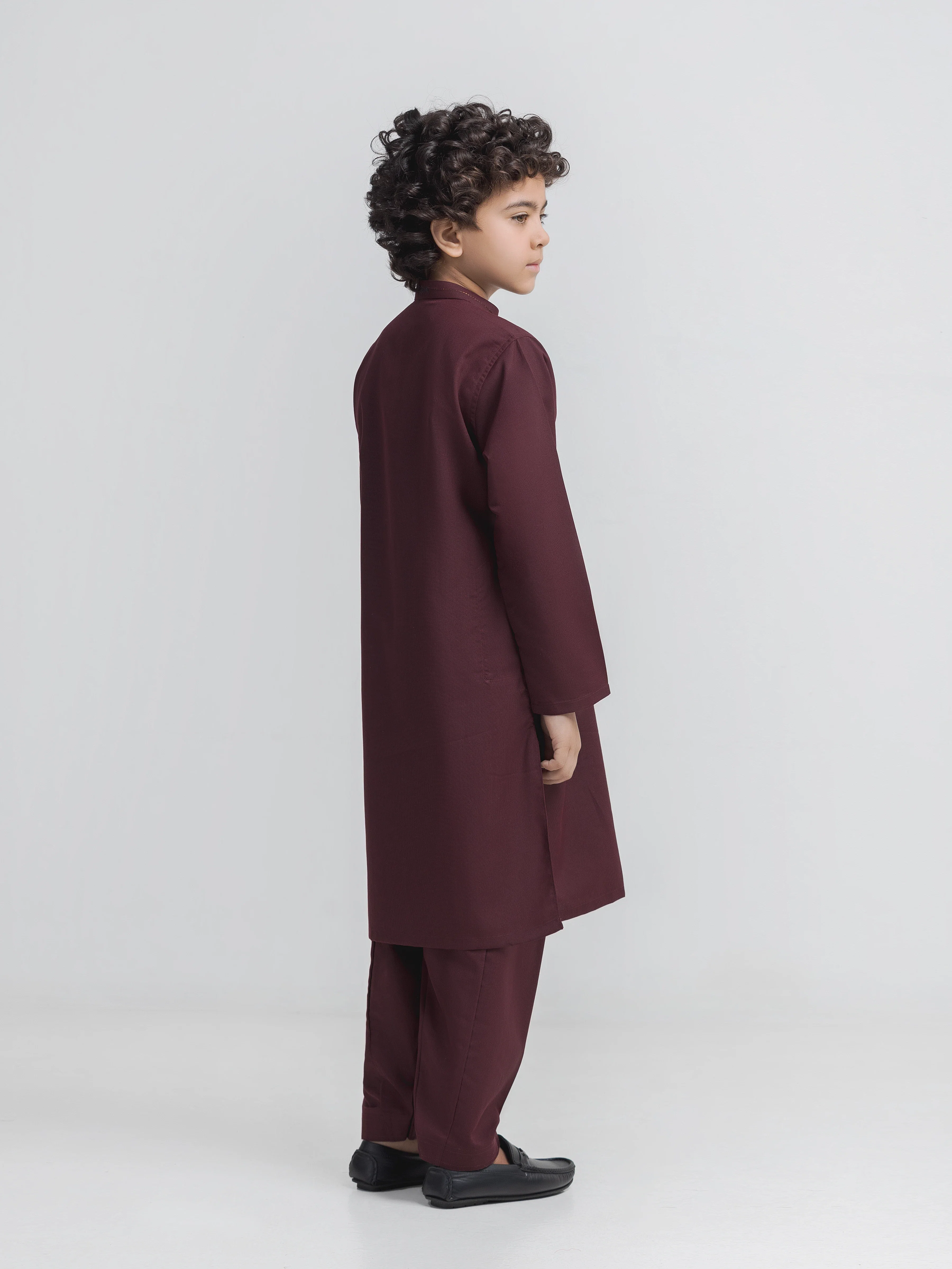 Boy's Deep Maroon Kurta Shalwar - EBTKS6-4098 - Image 4