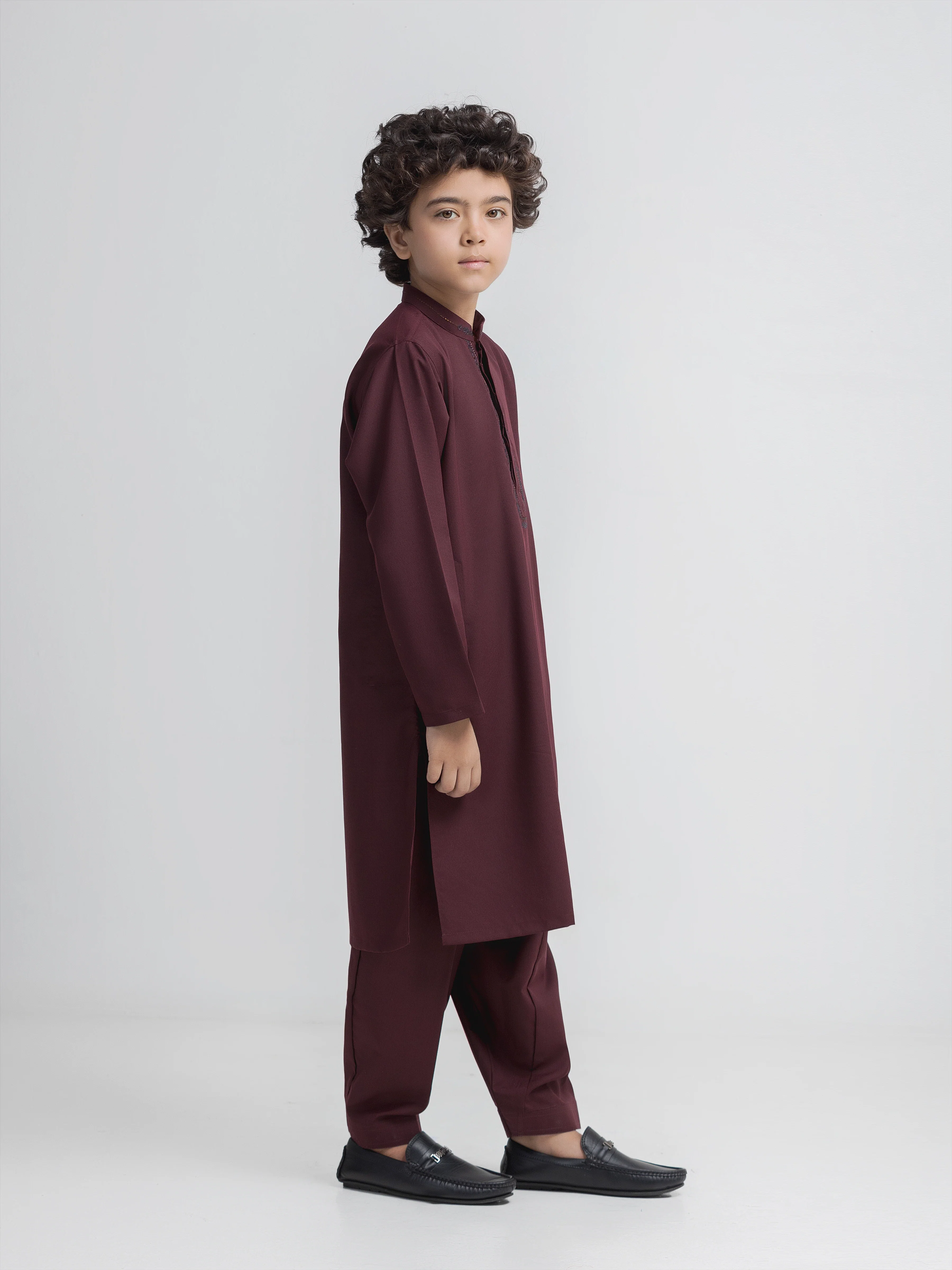 Boy's Deep Maroon Kurta Shalwar - EBTKS6-4098 - Image 5