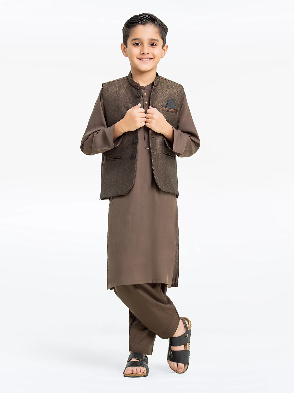 Boy's Olive Waist Coat Suit - EBTWCS24-25188 - Image 2