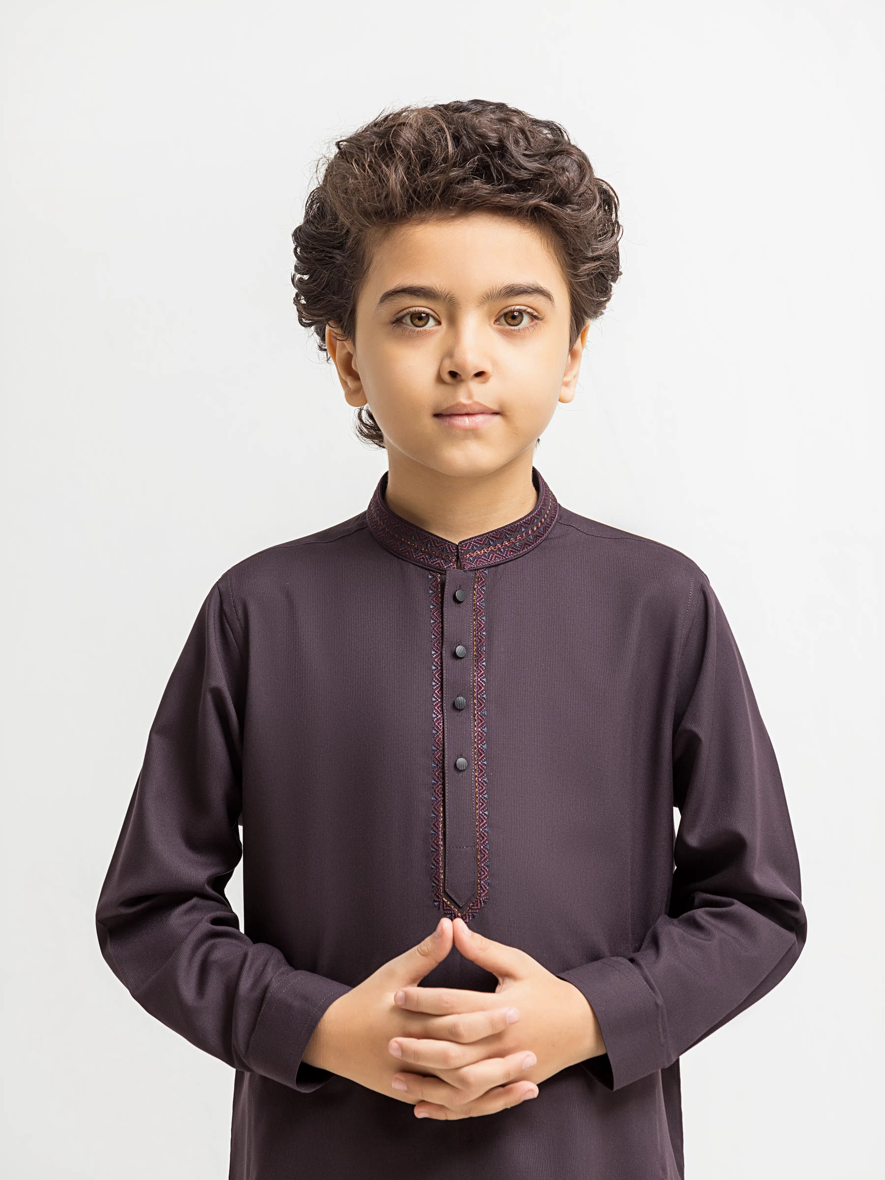 Boy's Deep Plum Kurta Shalwar - EBTKS6-4091 - Image 2