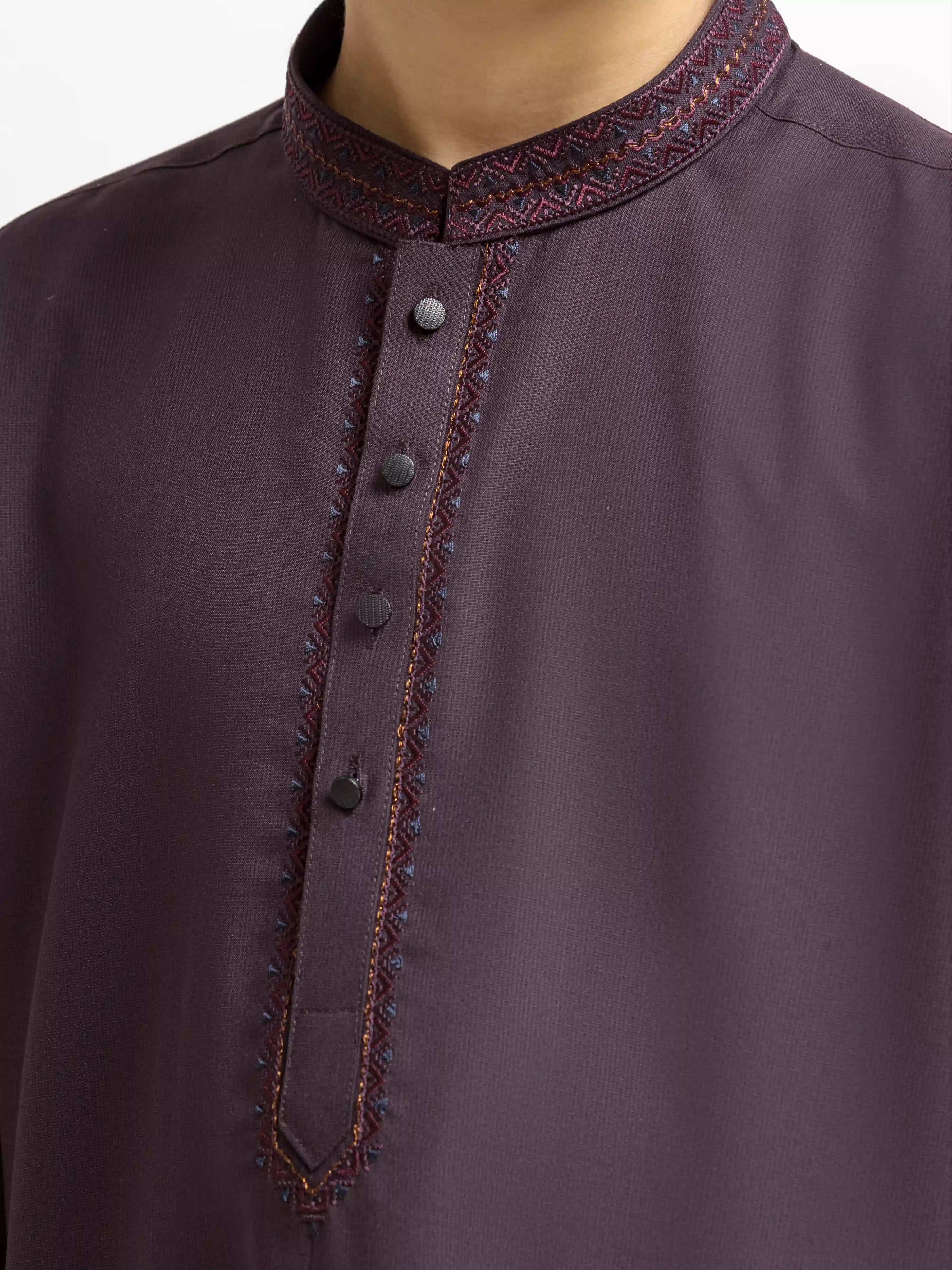 Boy's Deep Plum Kurta Shalwar - EBTKS6-4091 - Image 3
