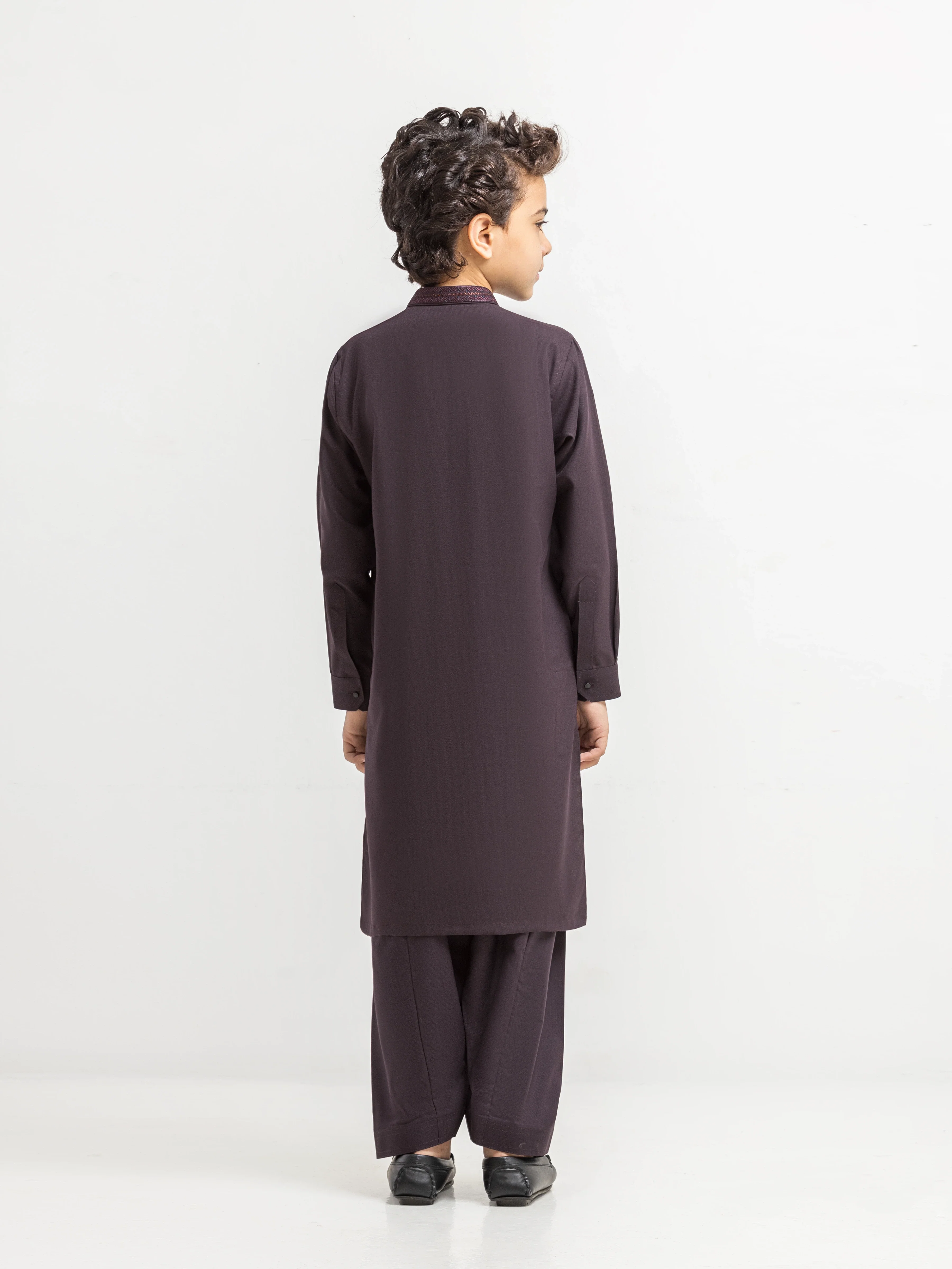 Boy's Deep Plum Kurta Shalwar - EBTKS6-4091 - Image 5