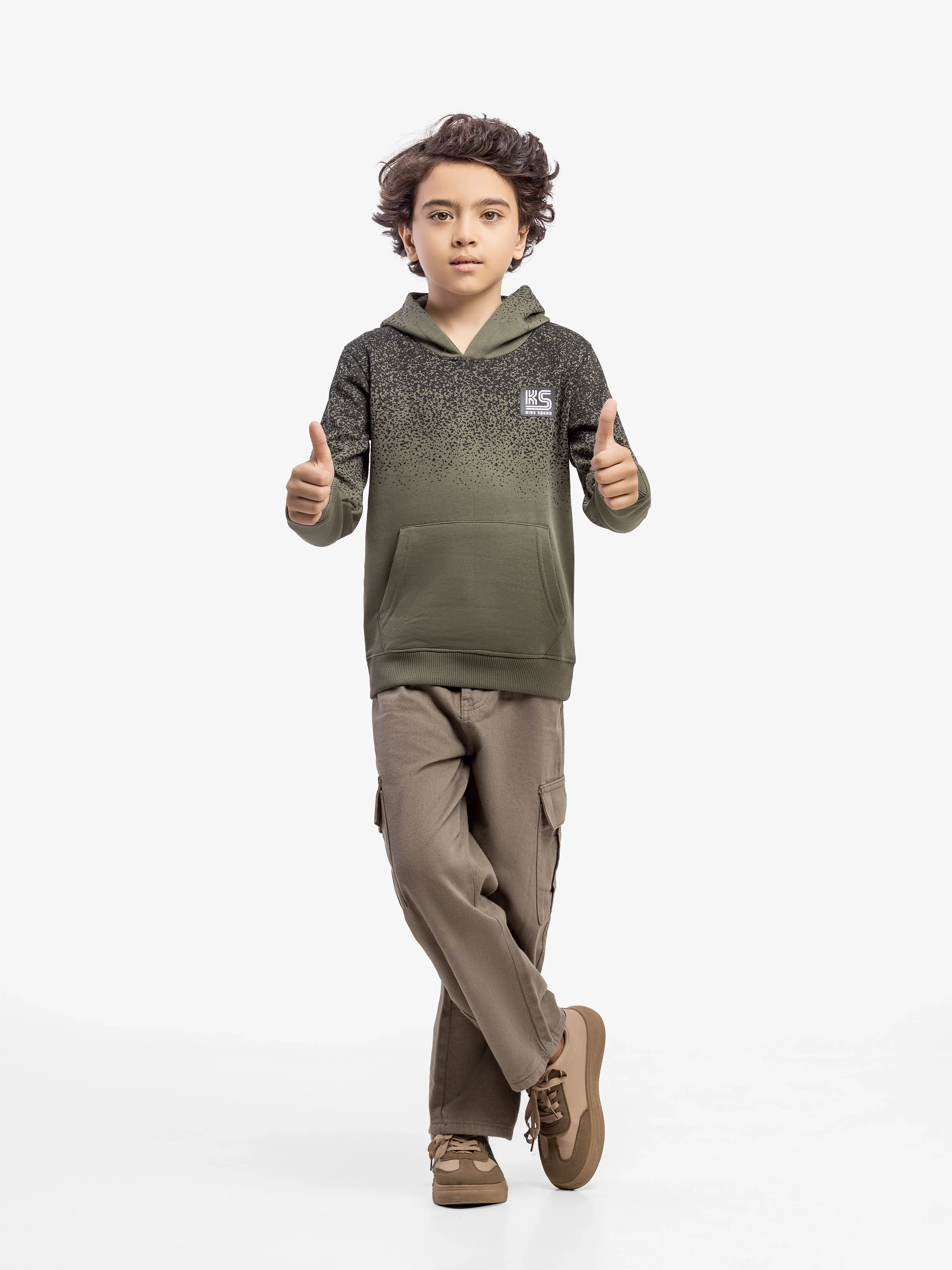 Boy's Dull Olive Hoodie - EBTH5-007 - Image 3