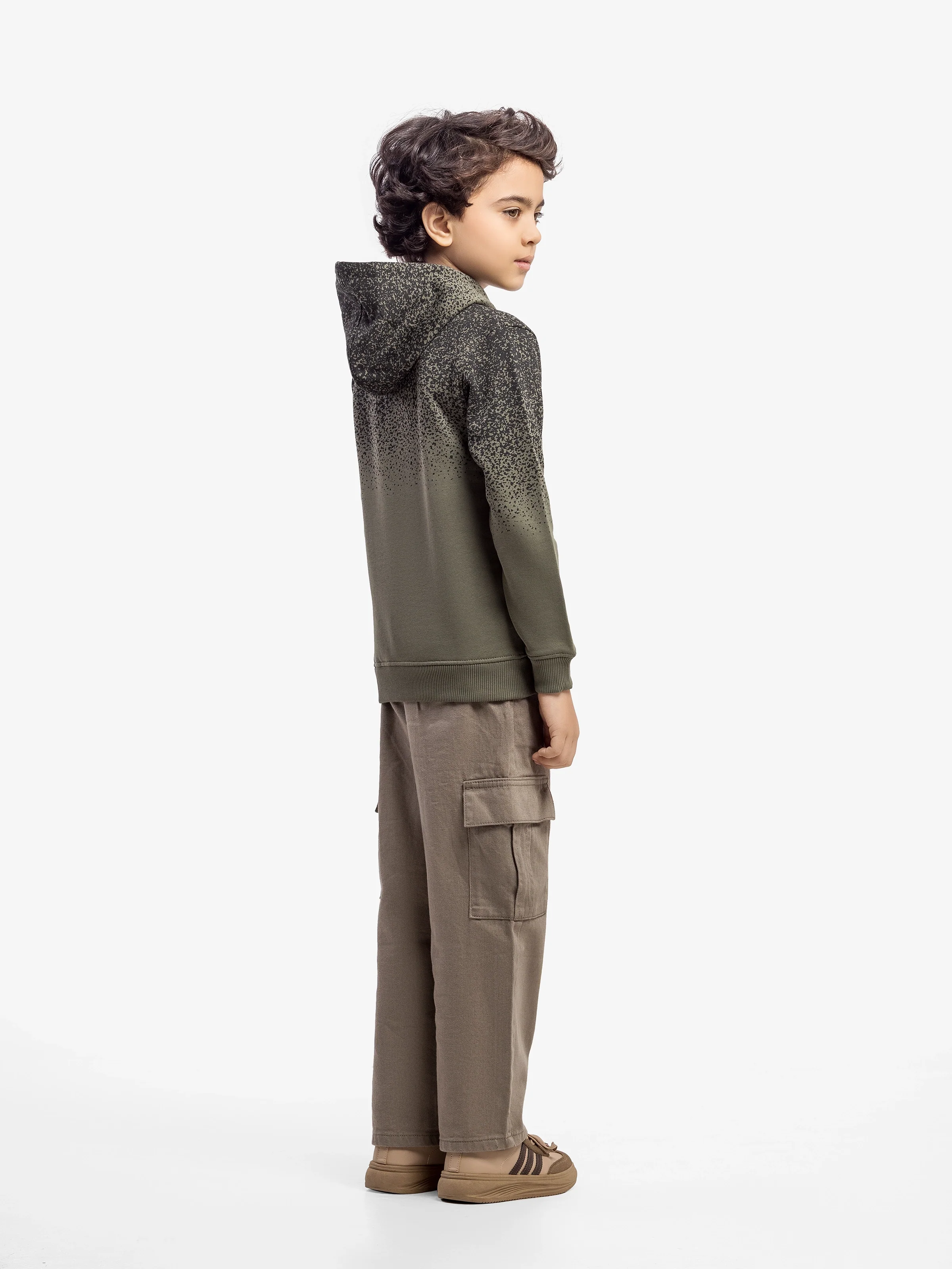 Boy's Dull Olive Hoodie - EBTH5-007 - Image 4