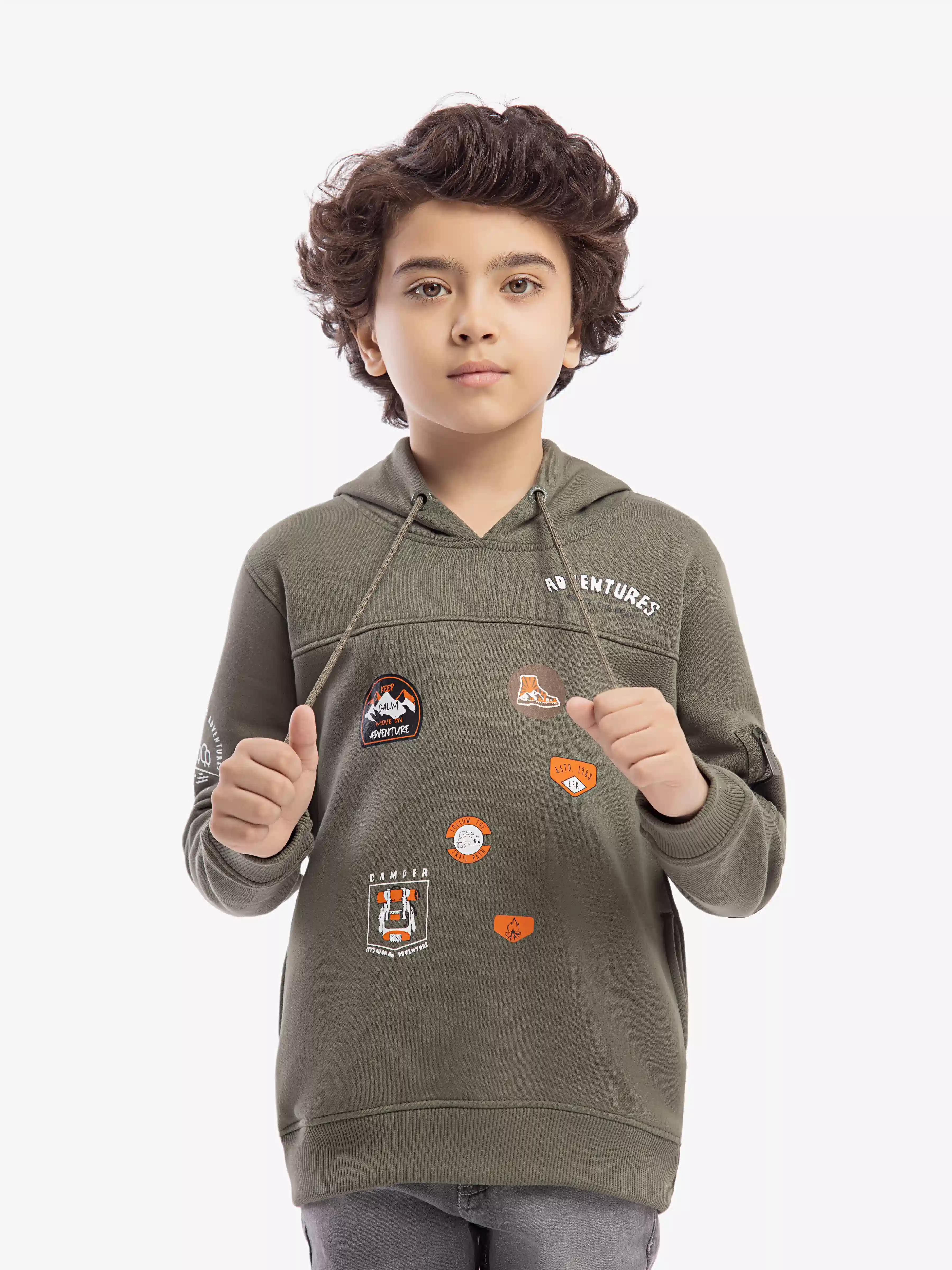 Boy's Dull Olive Hoodie - EBTH5-016