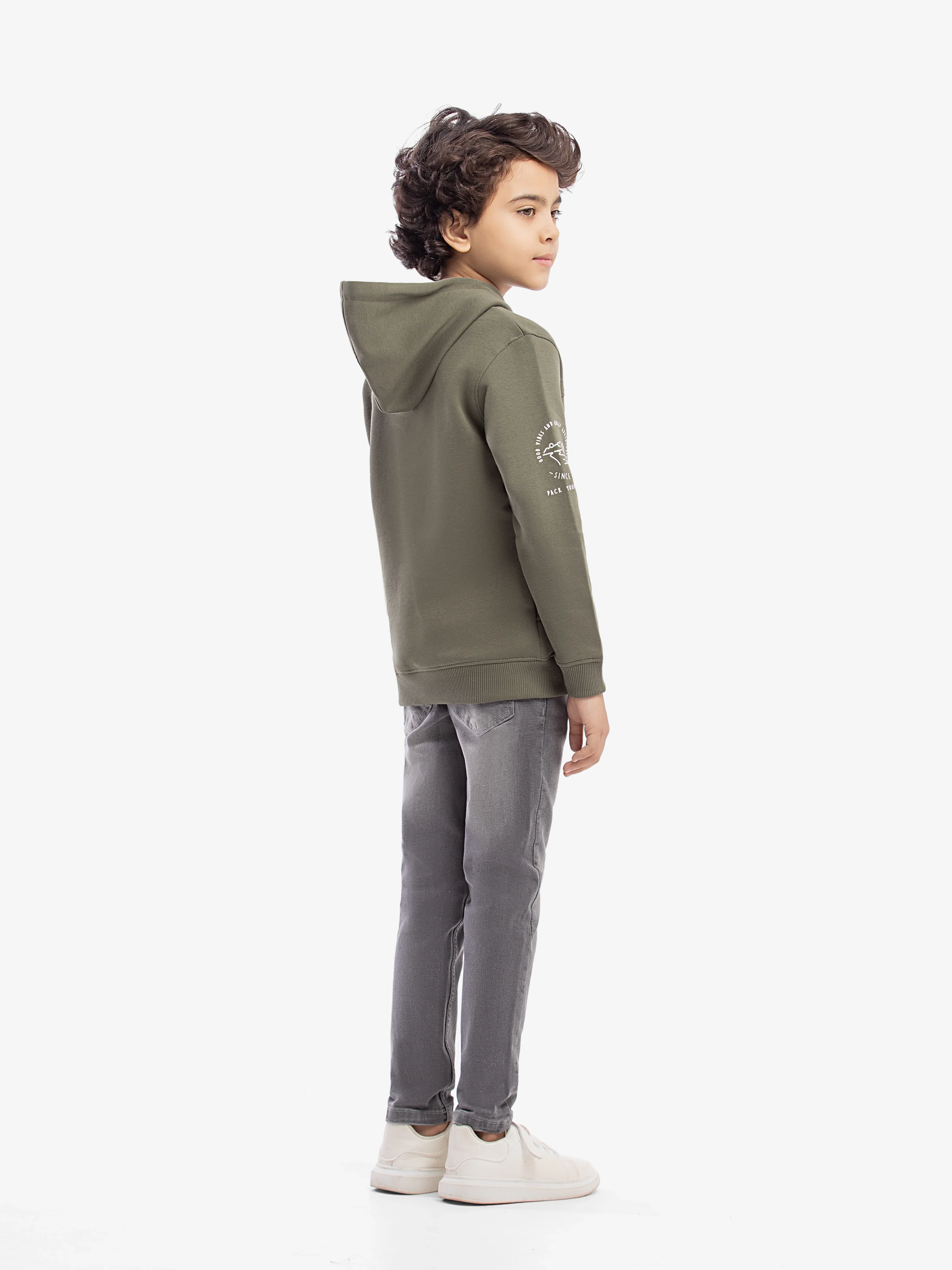 Boy's Dull Olive Hoodie - EBTH5-016 - Image 5