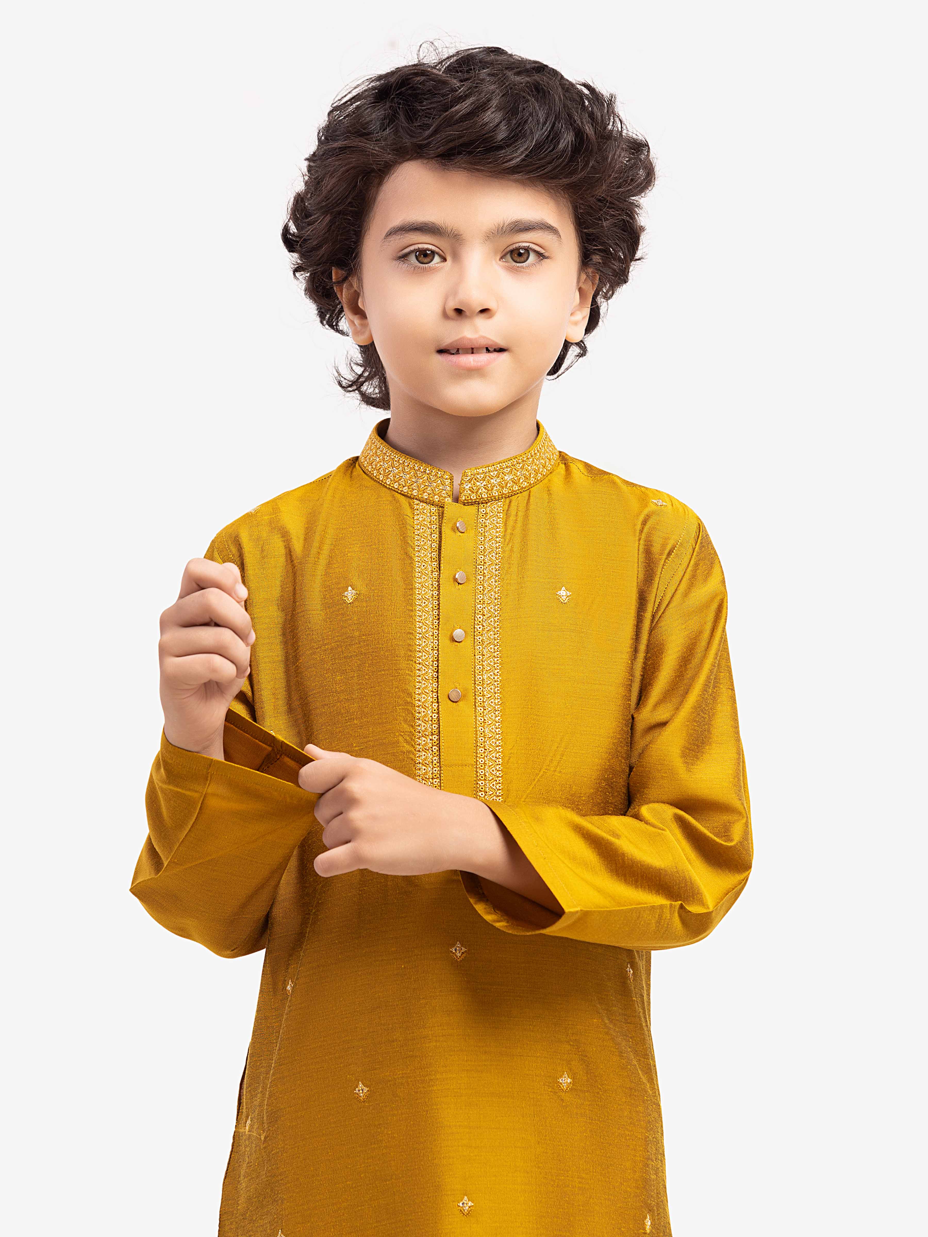 Boy's Golden Kurta - EBTKC5-026 - Image 2