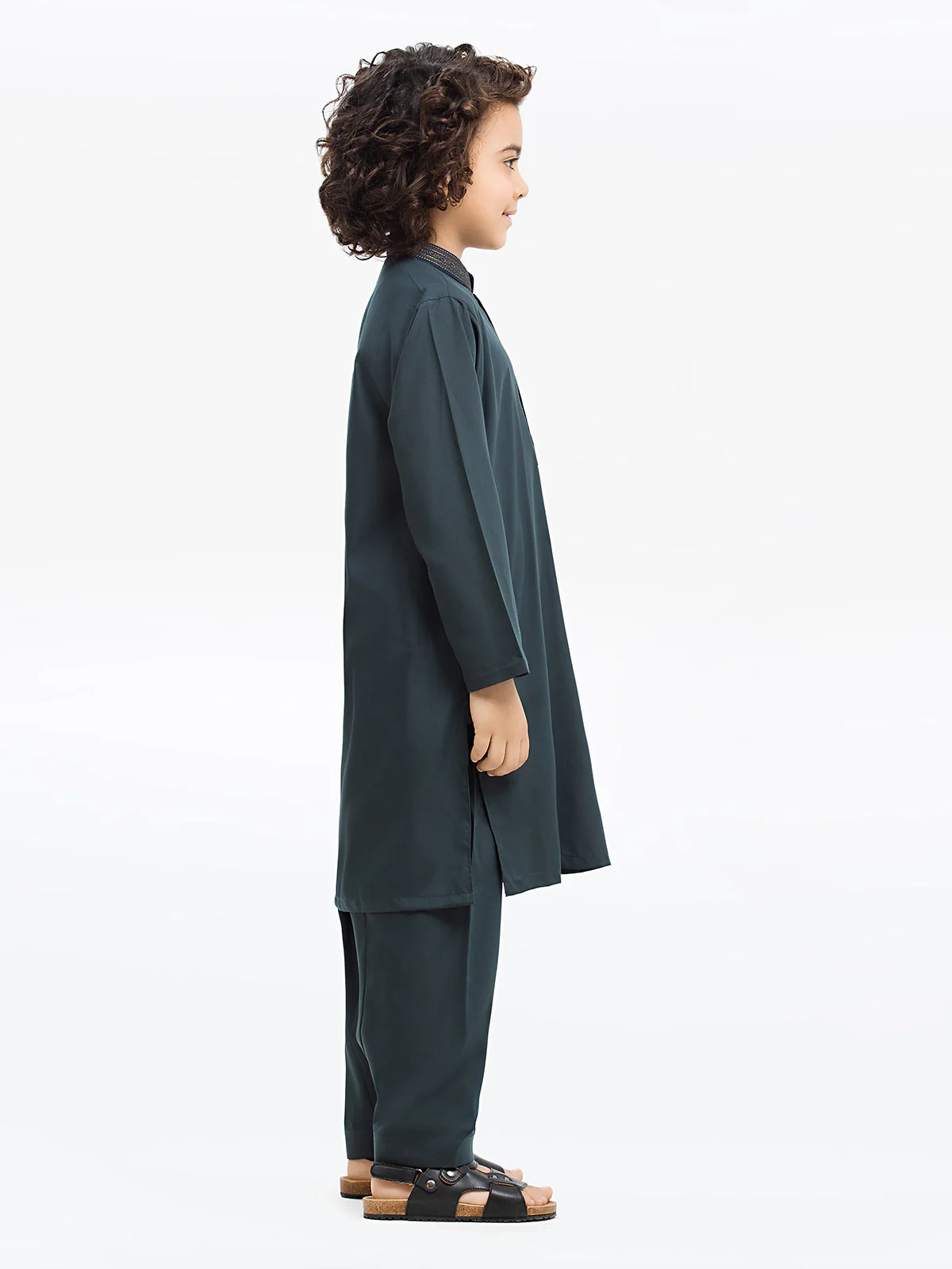 Boy's Green Kurta Shalwar - EBTKS24-3949 - Image 2