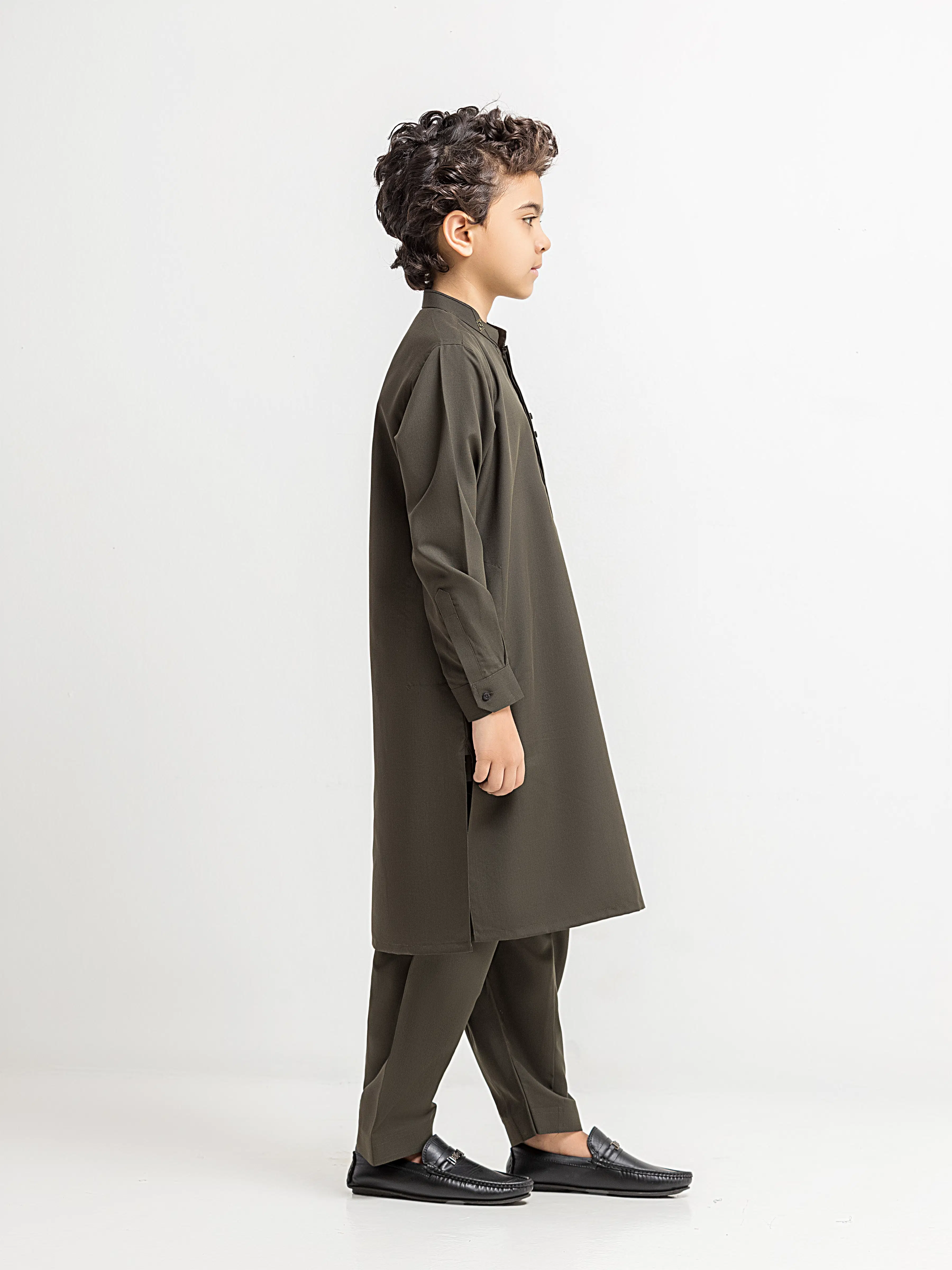 Boy's Green Kurta Shalwar - EBTKS6-4099 - Image 4