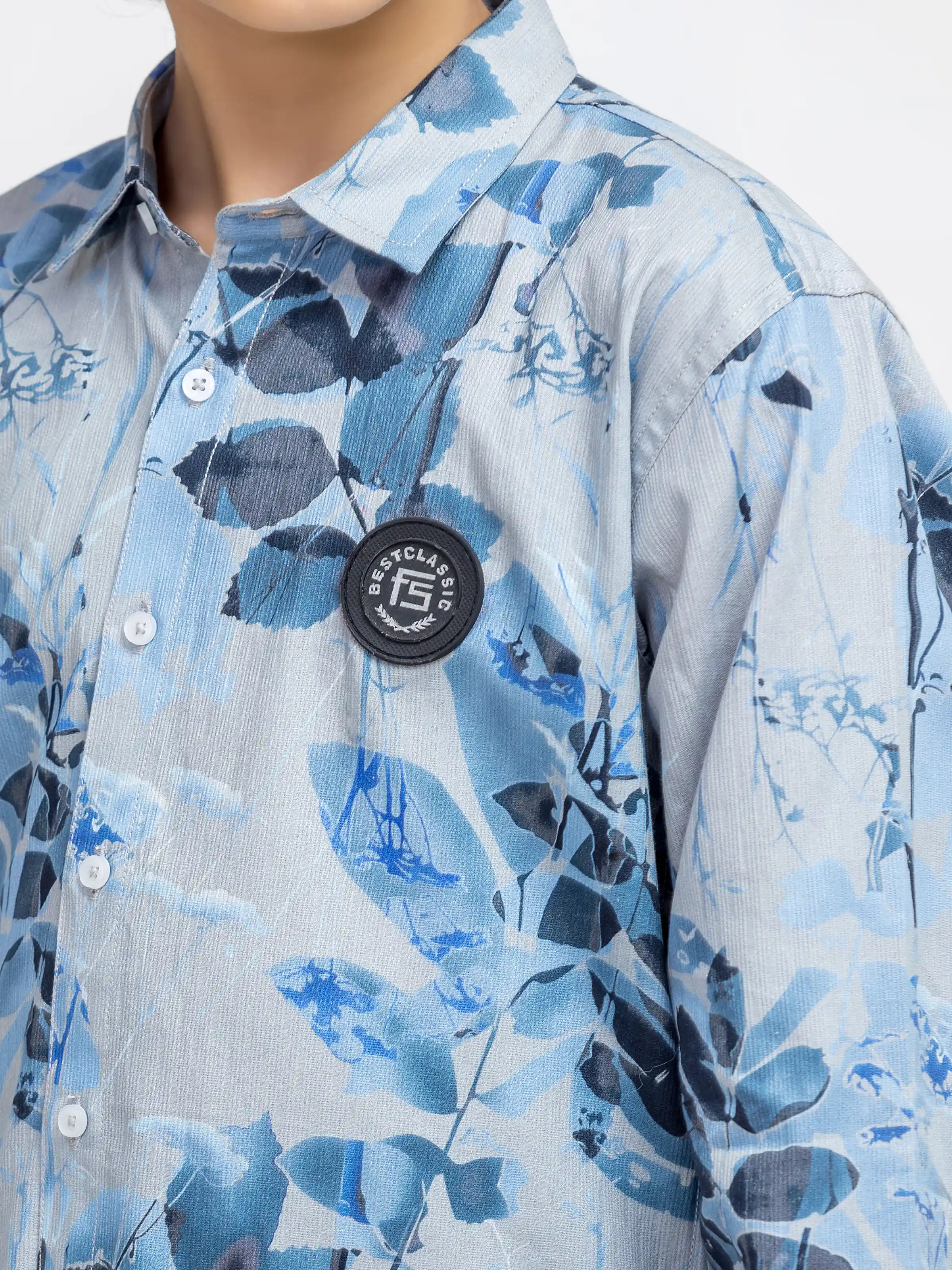Boy's Grey & Blue Shirt - EBTSF5-27675 - Image 3