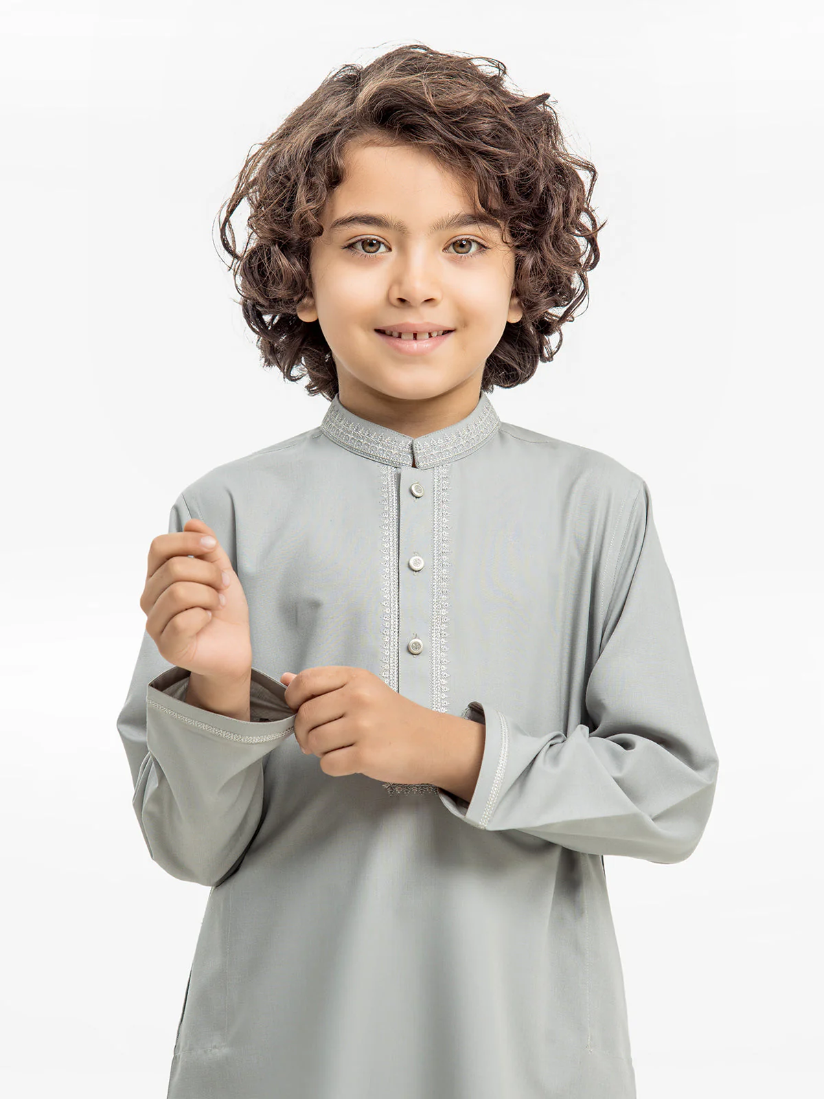 Boy's Grey Kurta Pajama - EBTKP24-004 - Image 2