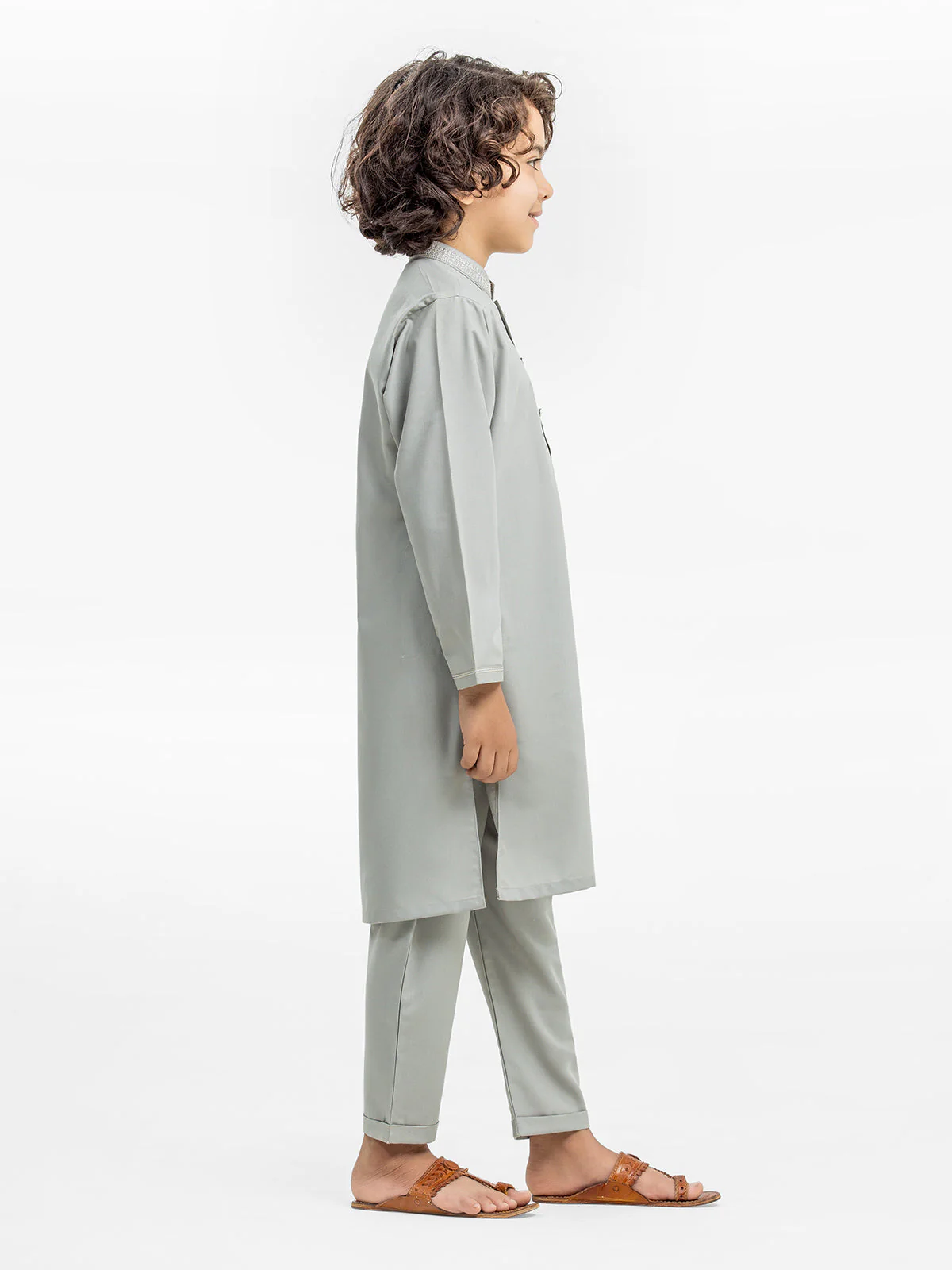 Boy's Grey Kurta Pajama - EBTKP24-004 - Image 3