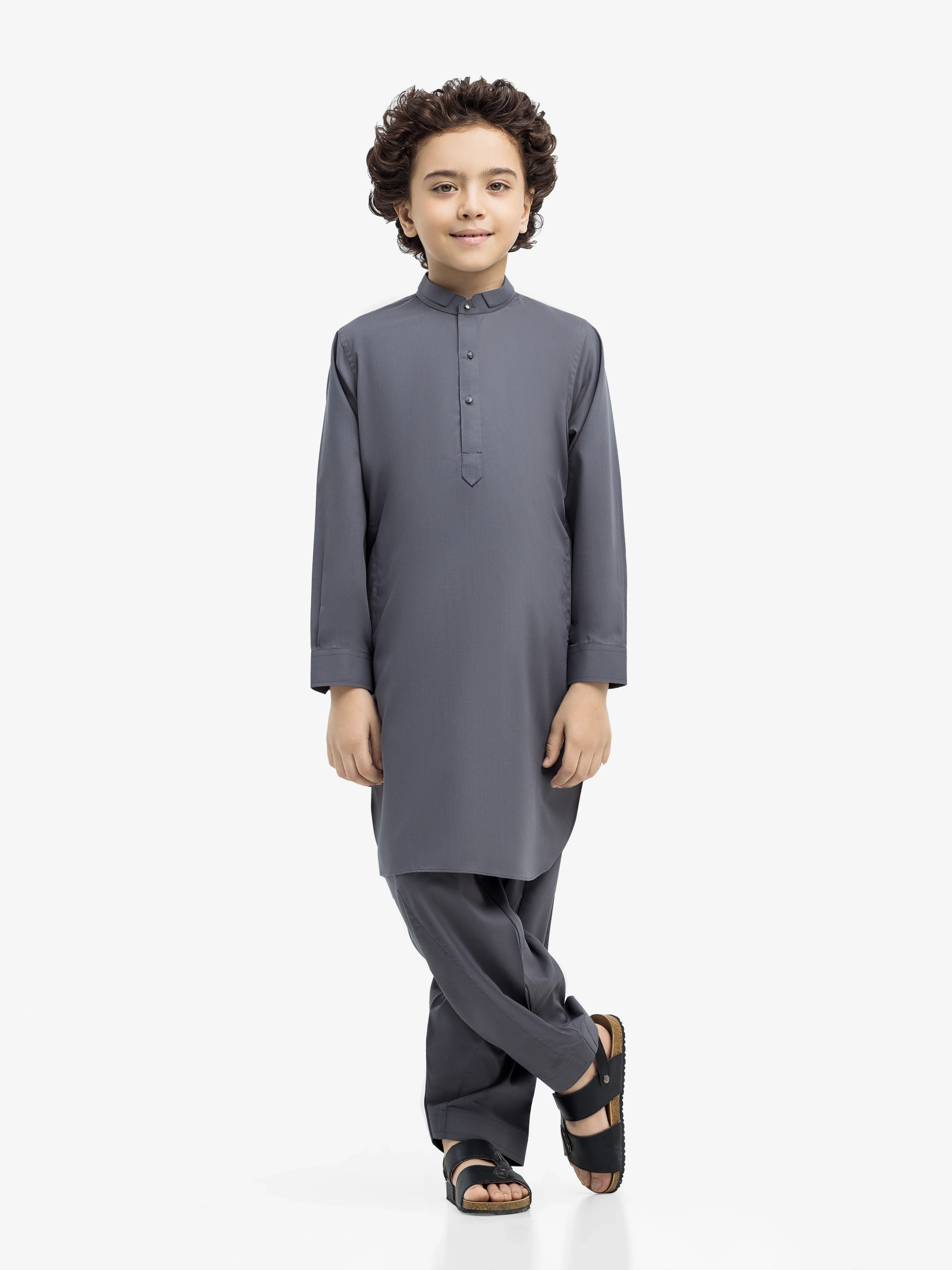 Boy's Grey Kurta Shalwar - EBTKS24-3985