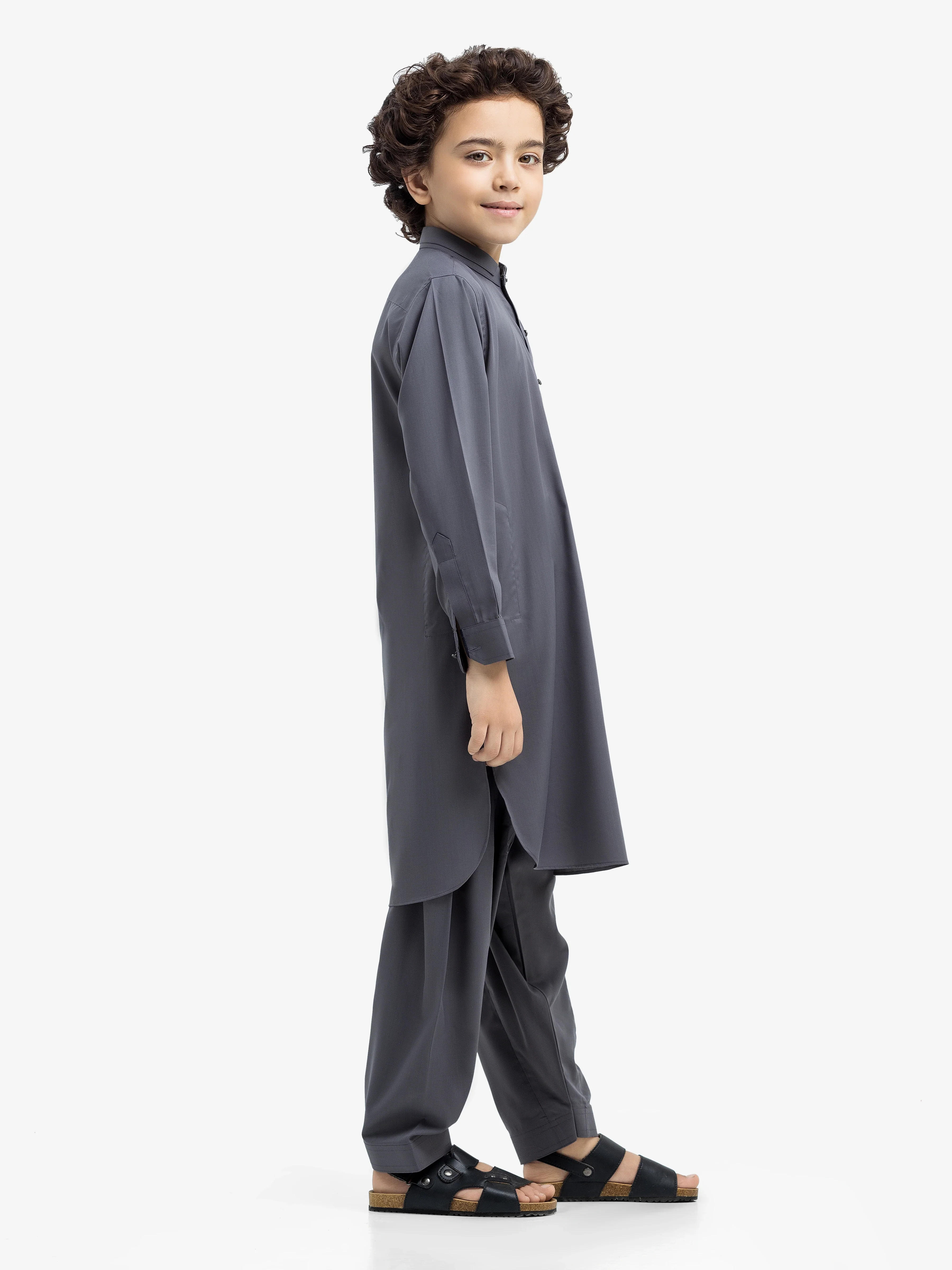 Boy's Grey Kurta Shalwar - EBTKS24-3985 - Image 4