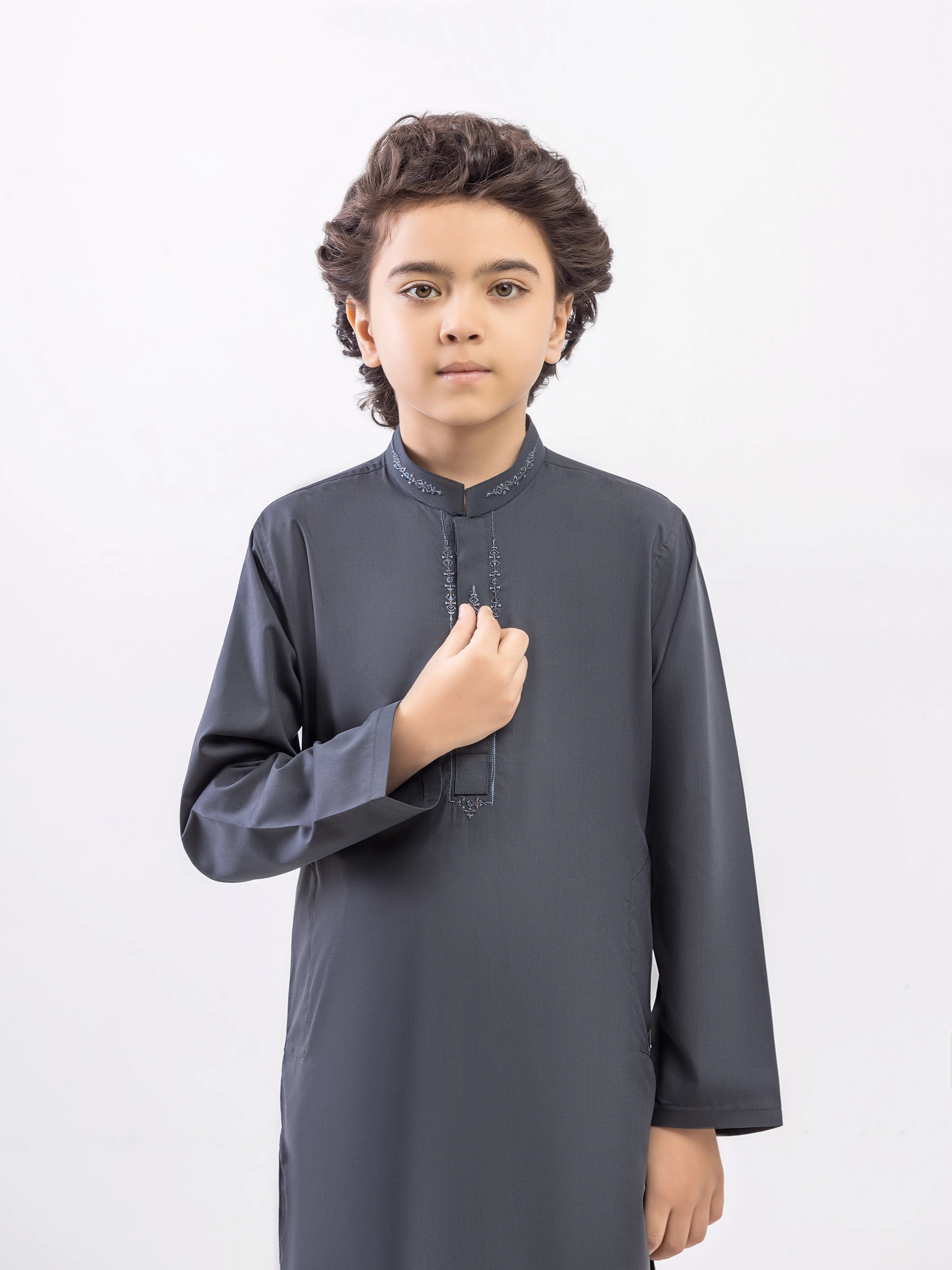 Boy's Grey Kurta Shalwar - EBTKS5-4070 - Image 2
