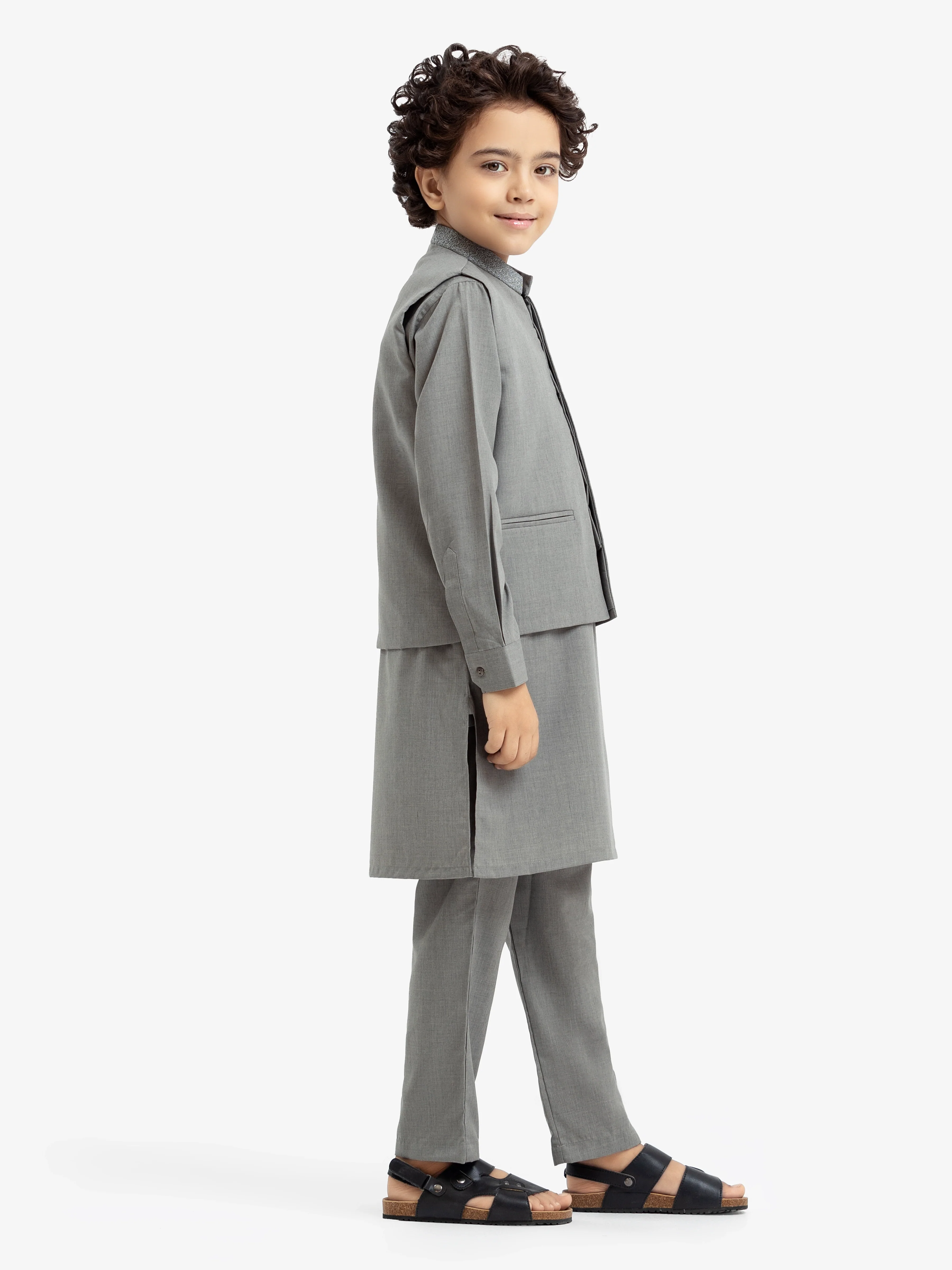 Boy's Grey Waist Coat Suit - EBTWCS24-25192 - Image 4