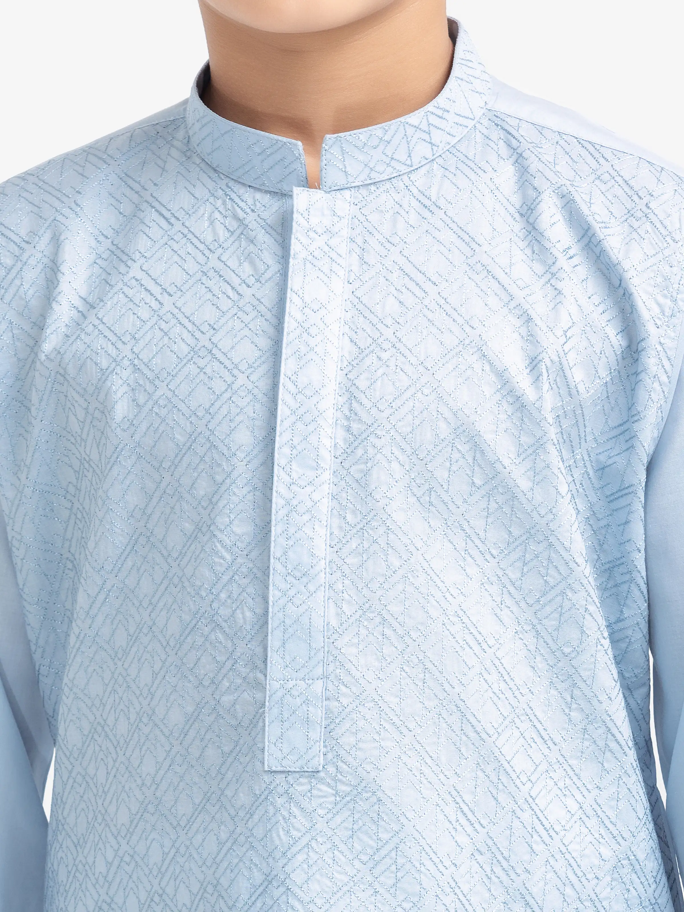 Boy's Ice Blue Kurta - EBTK25-4000 - Image 3