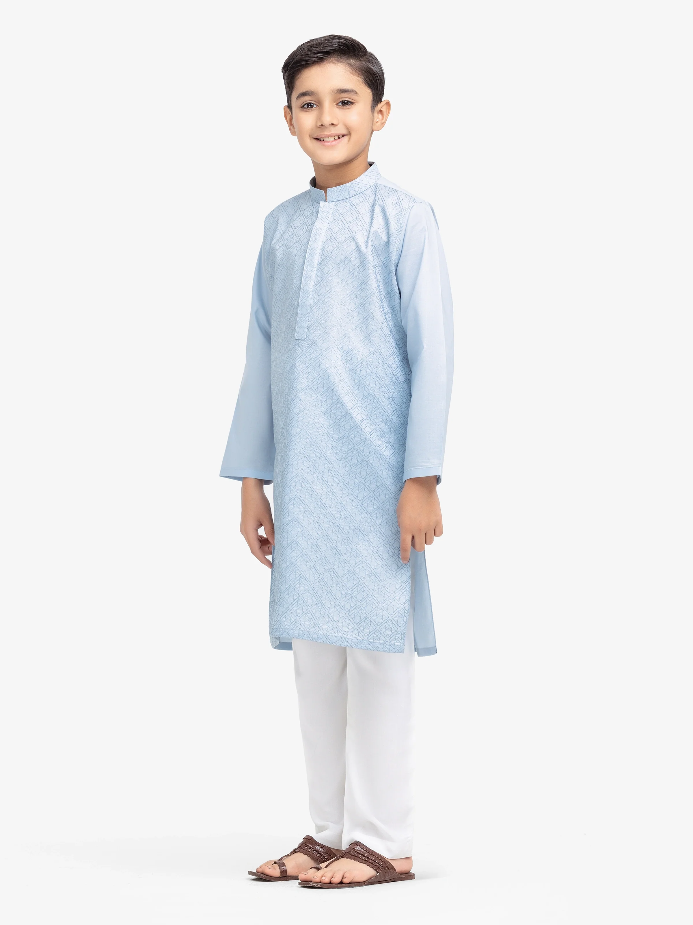 Boy's Ice Blue Kurta - EBTK25-4000 - Image 4
