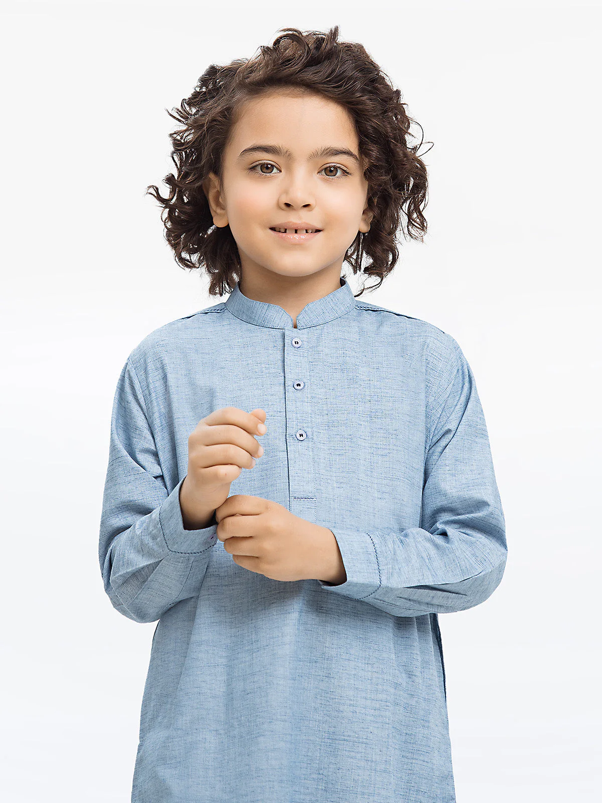 Boy's Ice Blue Kurta Shalwar - EBTKS24-3950 - Image 2