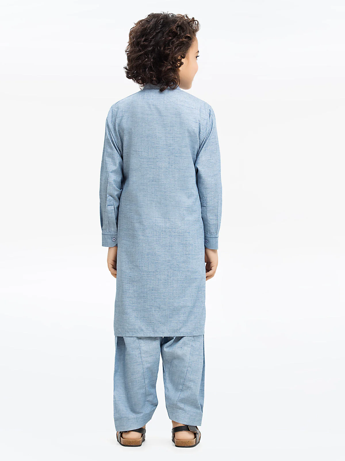 Boy's Ice Blue Kurta Shalwar - EBTKS24-3950 - Image 5