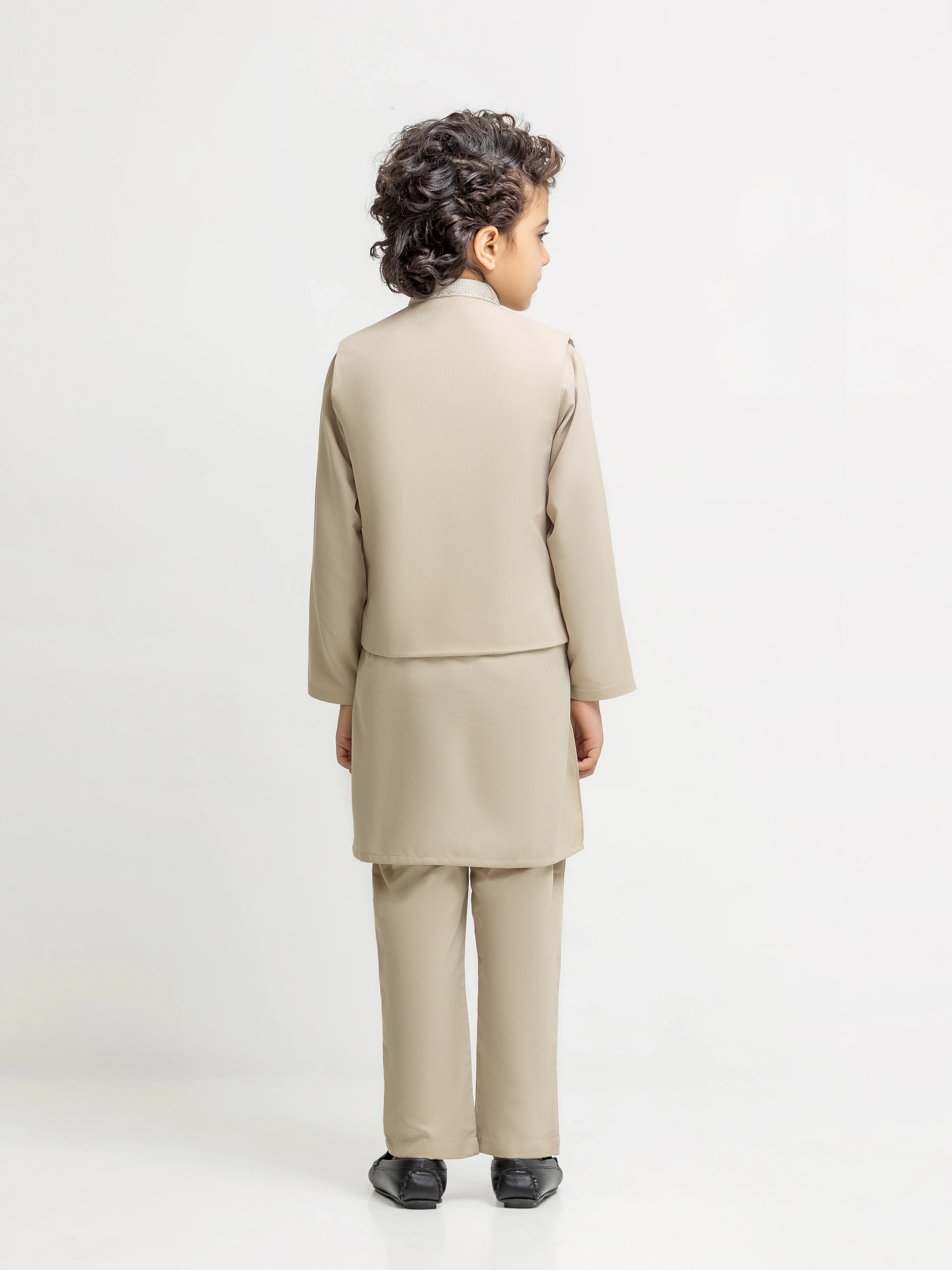 Boy's Light Beige Waist Coat Suit - ECBTWCS6-107 - Image 5