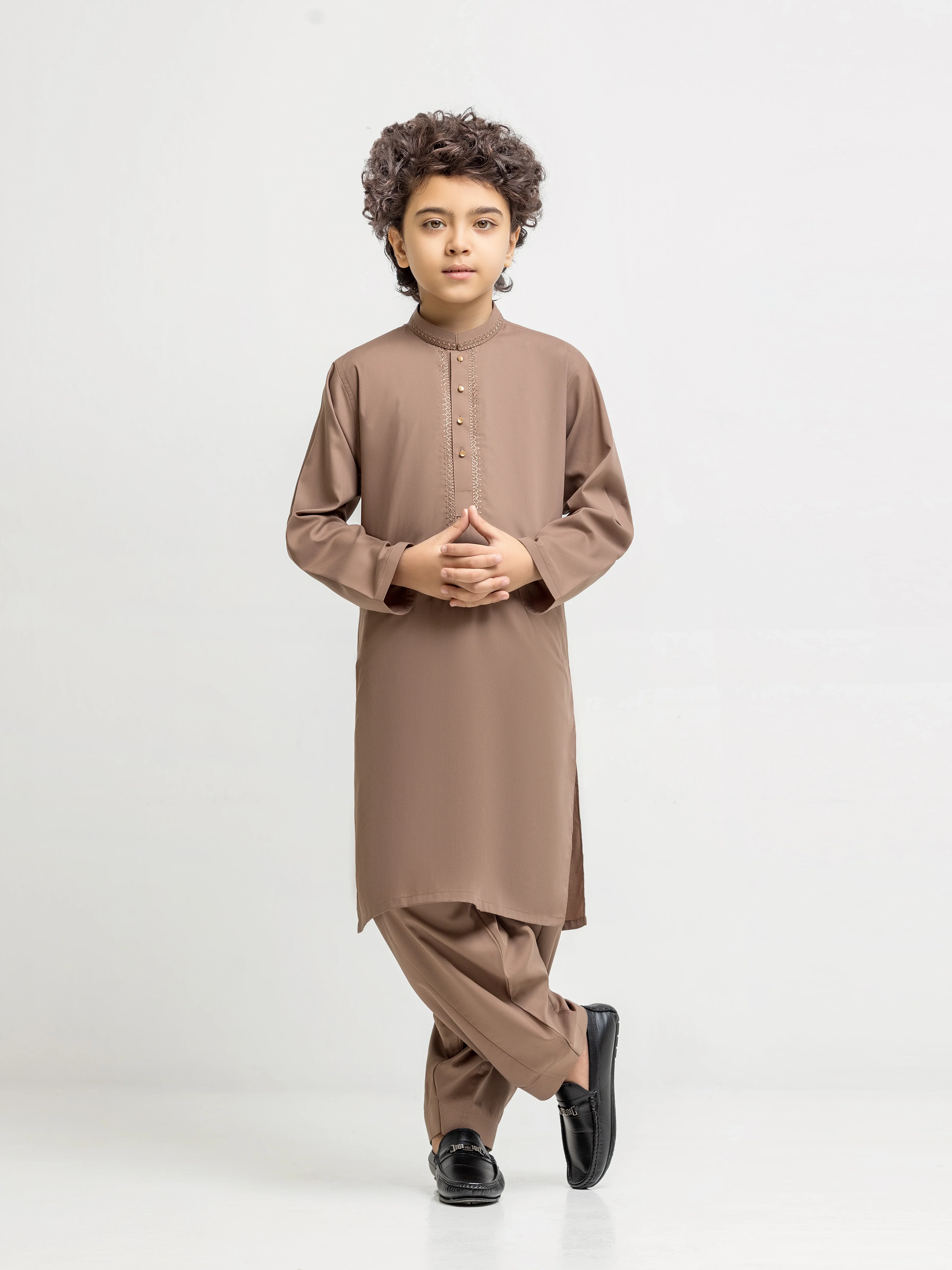 Boy's Light Brown Kurta Shalwar - EBTKS5-4072