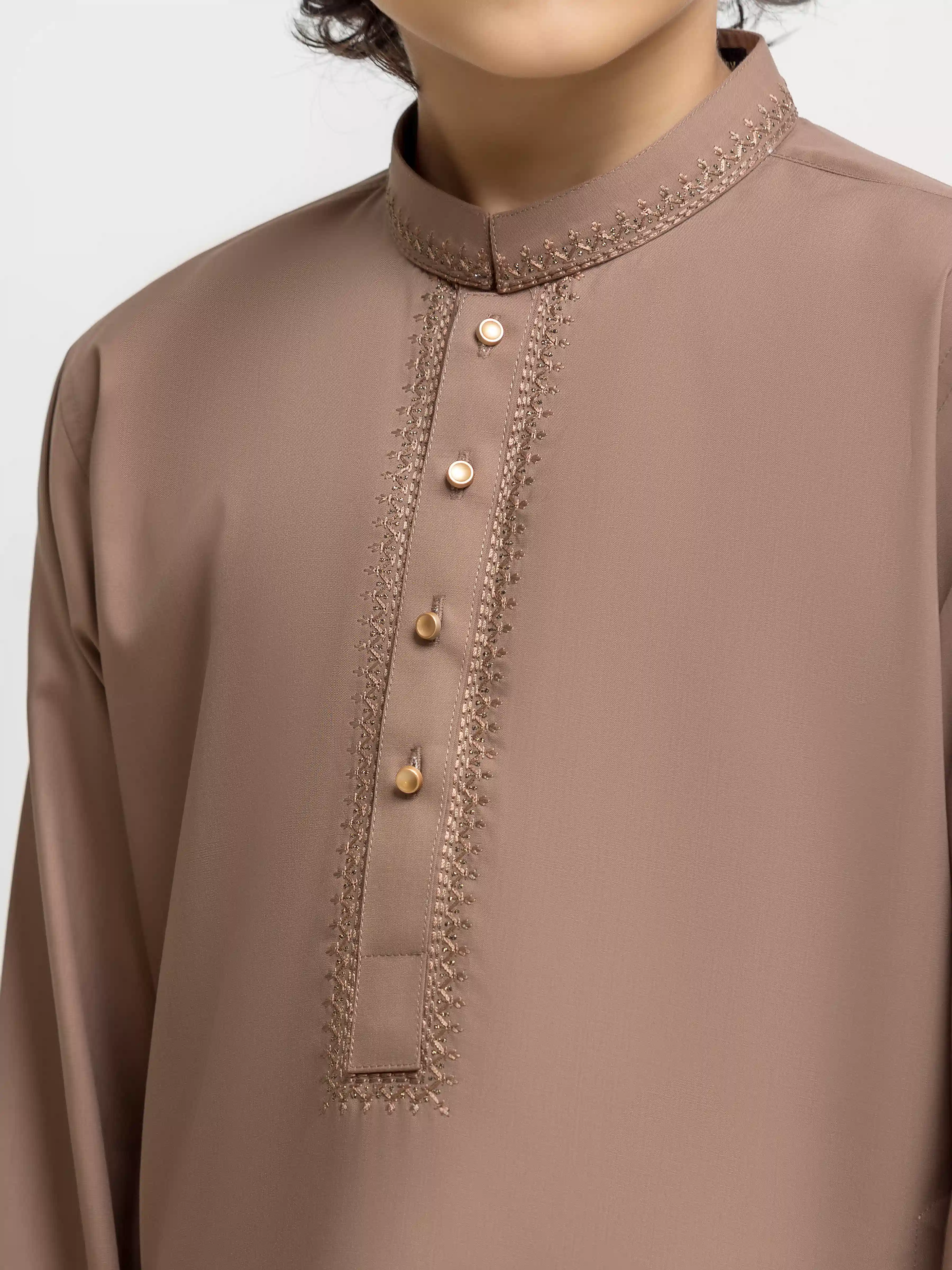 Boy's Light Brown Kurta Shalwar - EBTKS5-4072 - Image 3