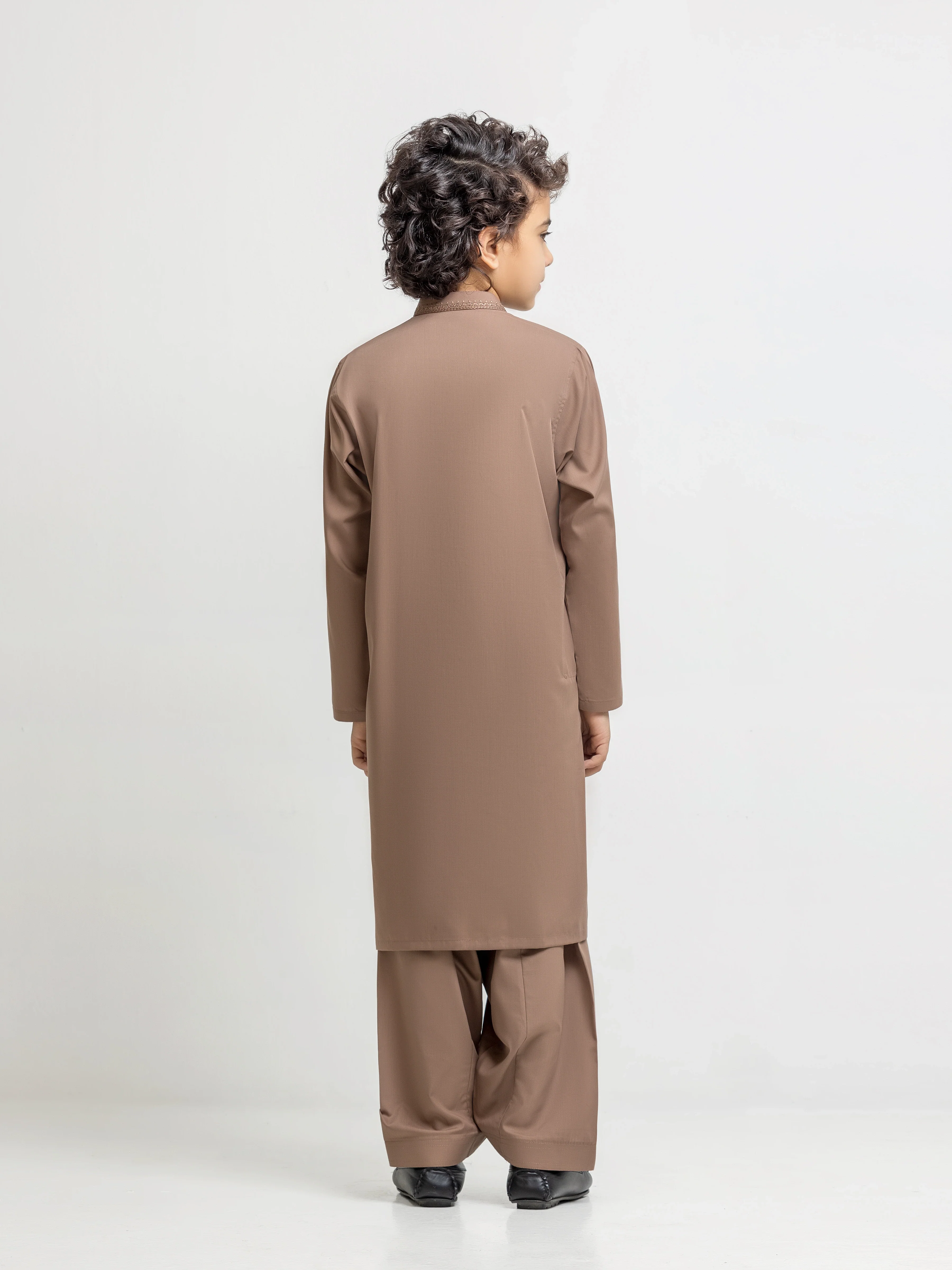 Boy's Light Brown Kurta Shalwar - EBTKS5-4072 - Image 5