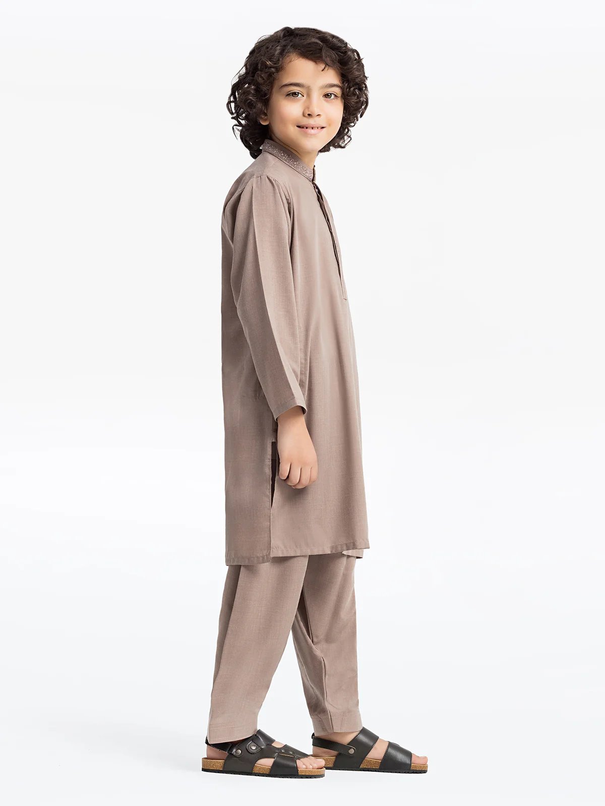 Boy's Light Coffee Kurta Shalwar - EBTKS24-3960 - Image 4