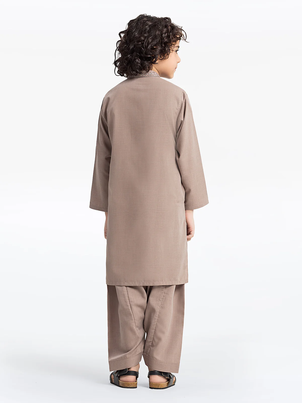 Boy's Light Coffee Kurta Shalwar - EBTKS24-3960 - Image 5