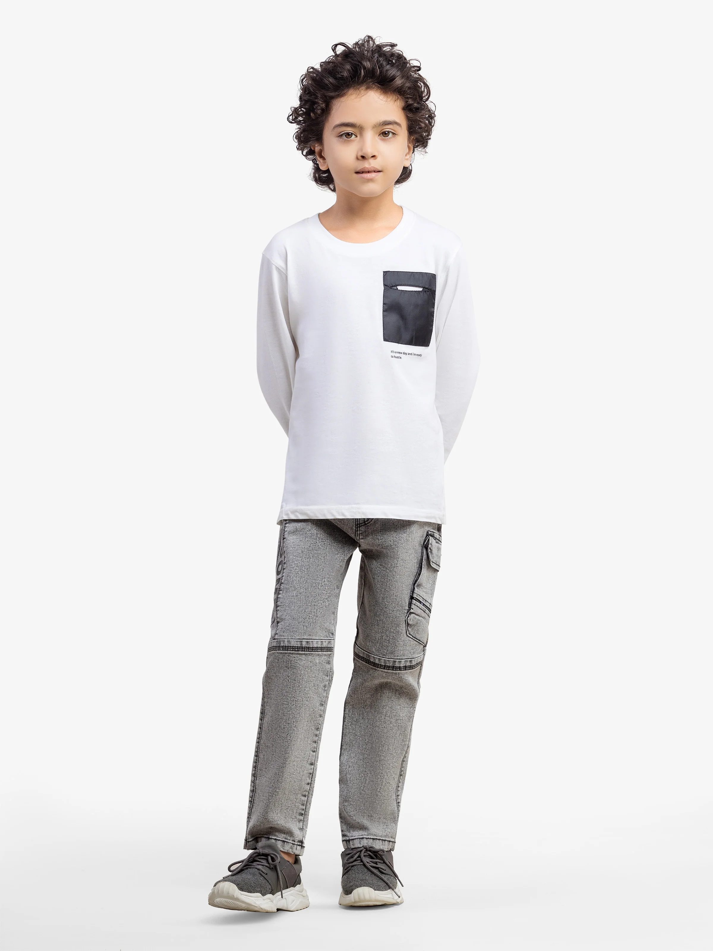Boy's Light Grey Denim Pant - EBBDP5-055 - Image 3