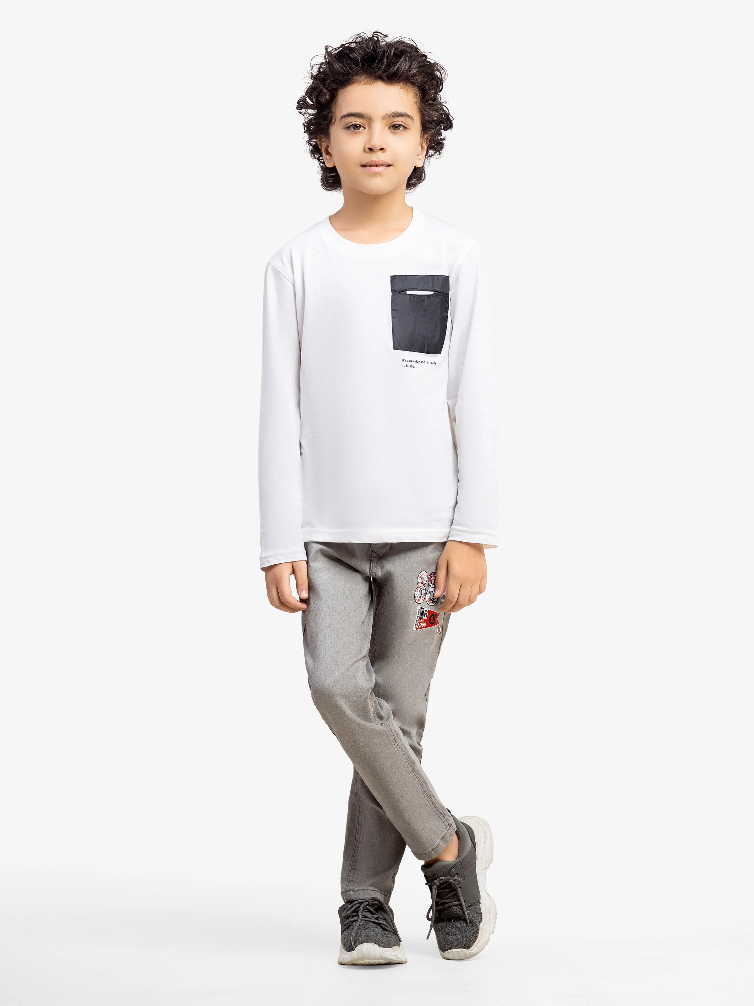 Boy's Light Grey Denim Pant - EBBDP5-056 - Image 3