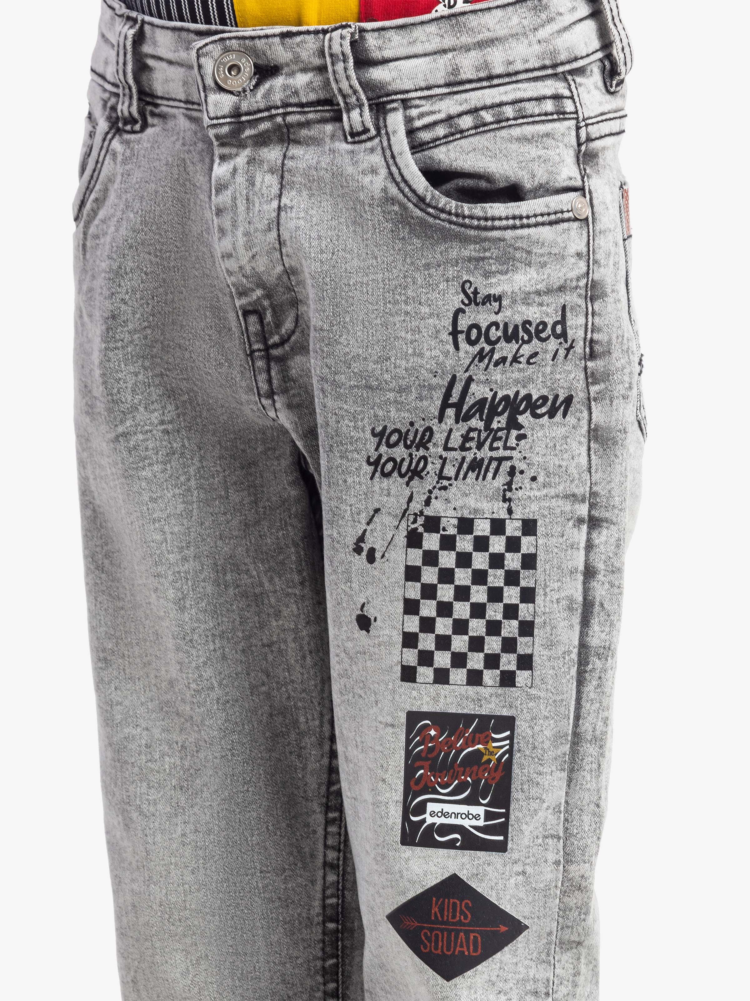 Boy's Light Grey Denim Pant - EBBDP5-057 - Image 4