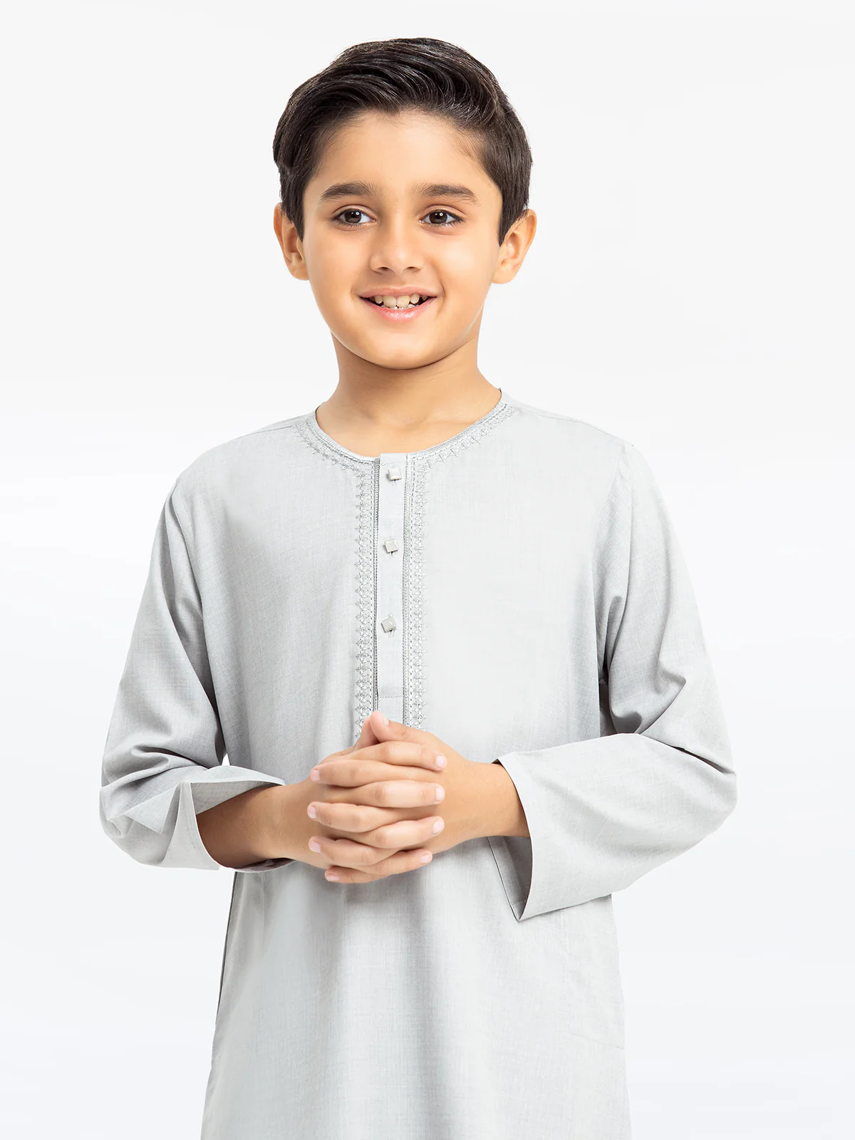 Boy's Light Grey Kurta Shalwar - EBTKS24-3913 - Image 2