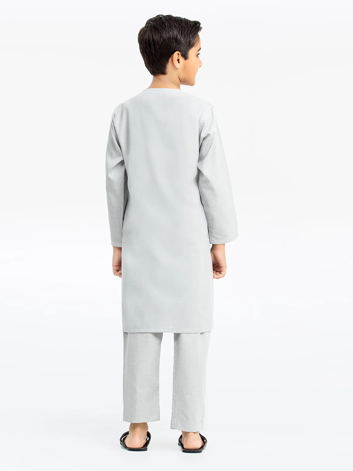 Boy's Light Grey Kurta Shalwar - EBTKS24-3913 - Image 5