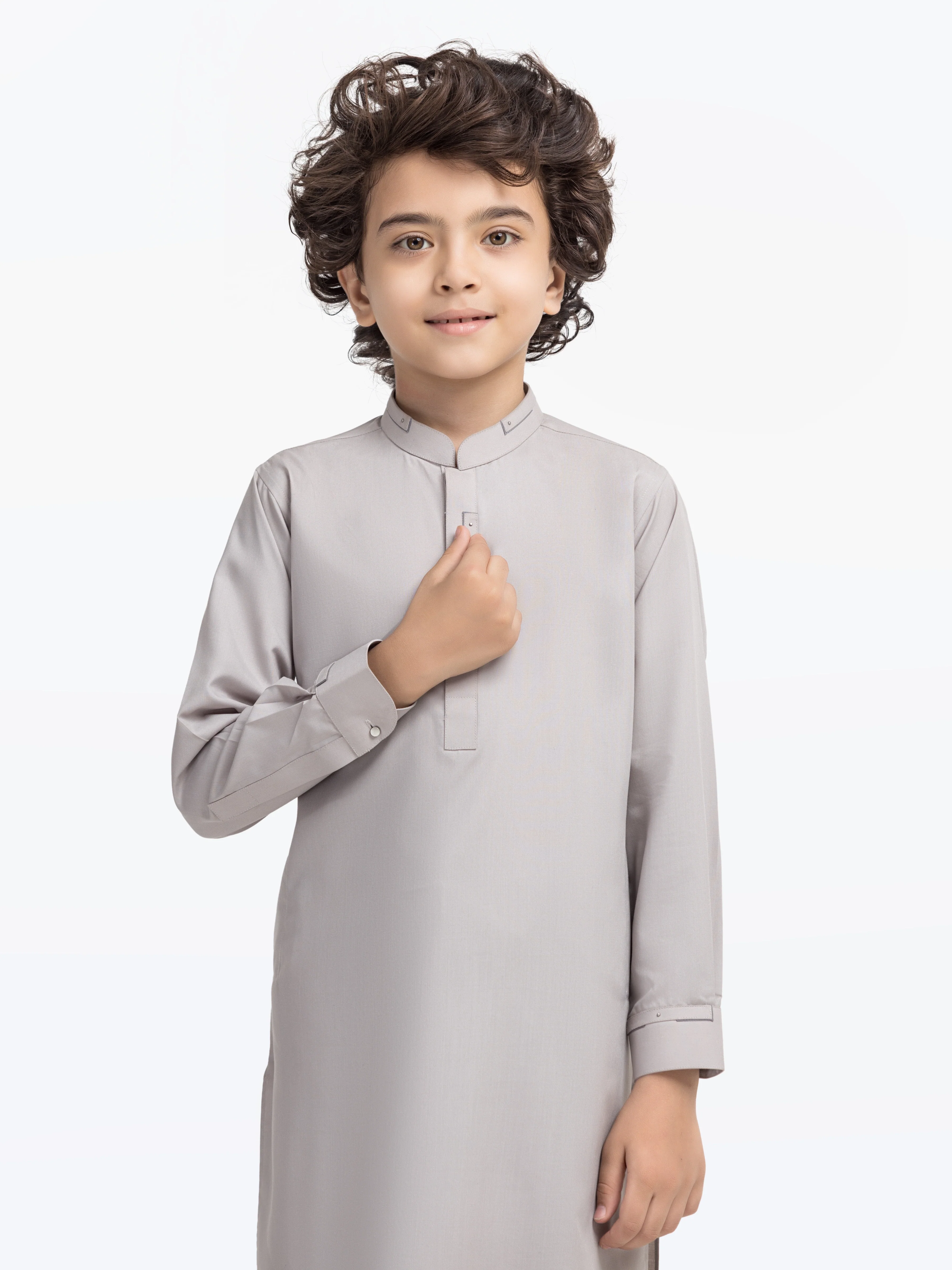 Boy's Light Grey Kurta Shalwar - EBTKS5-4030 - Image 4