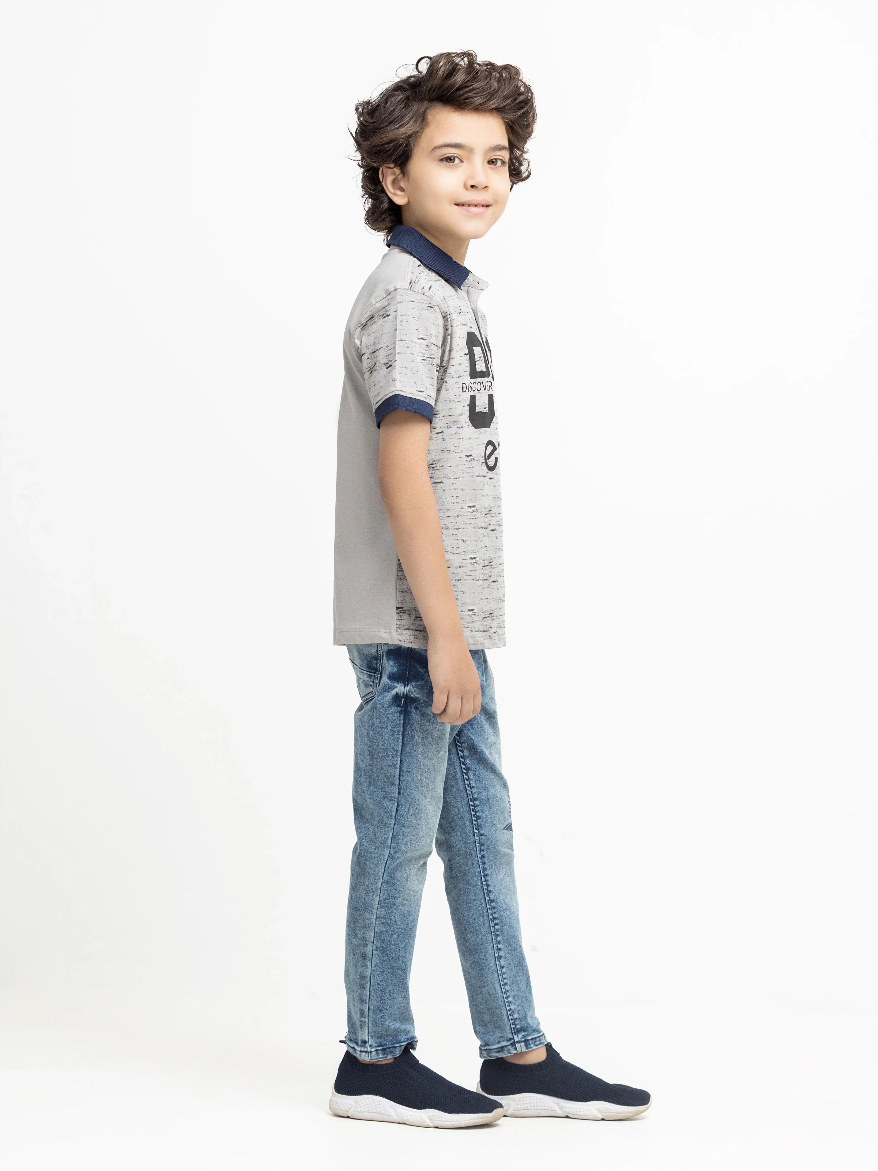 Boy's Light Grey Polo Shirt - EBTPS5-005 - Image 4